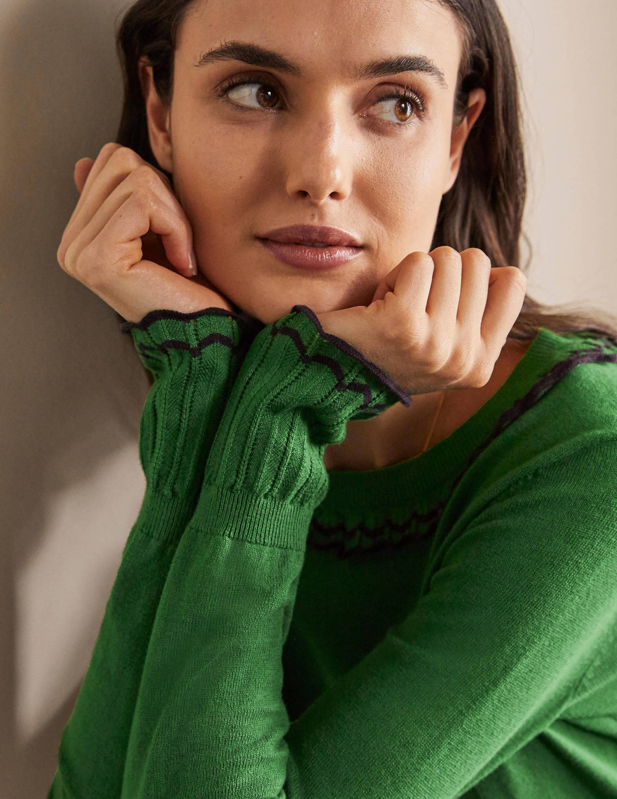 Aimee Pointelle Sweater-Conifer - Image 2