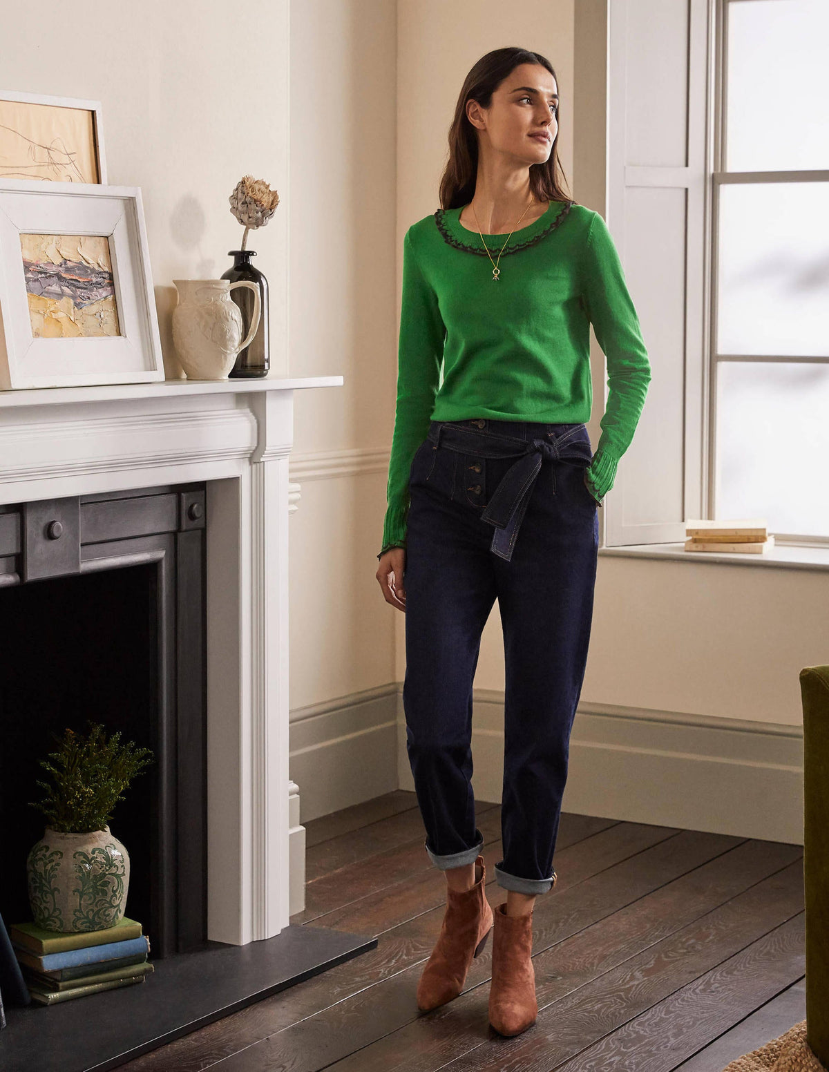 Aimee Pointelle Sweater-Conifer - Image 4