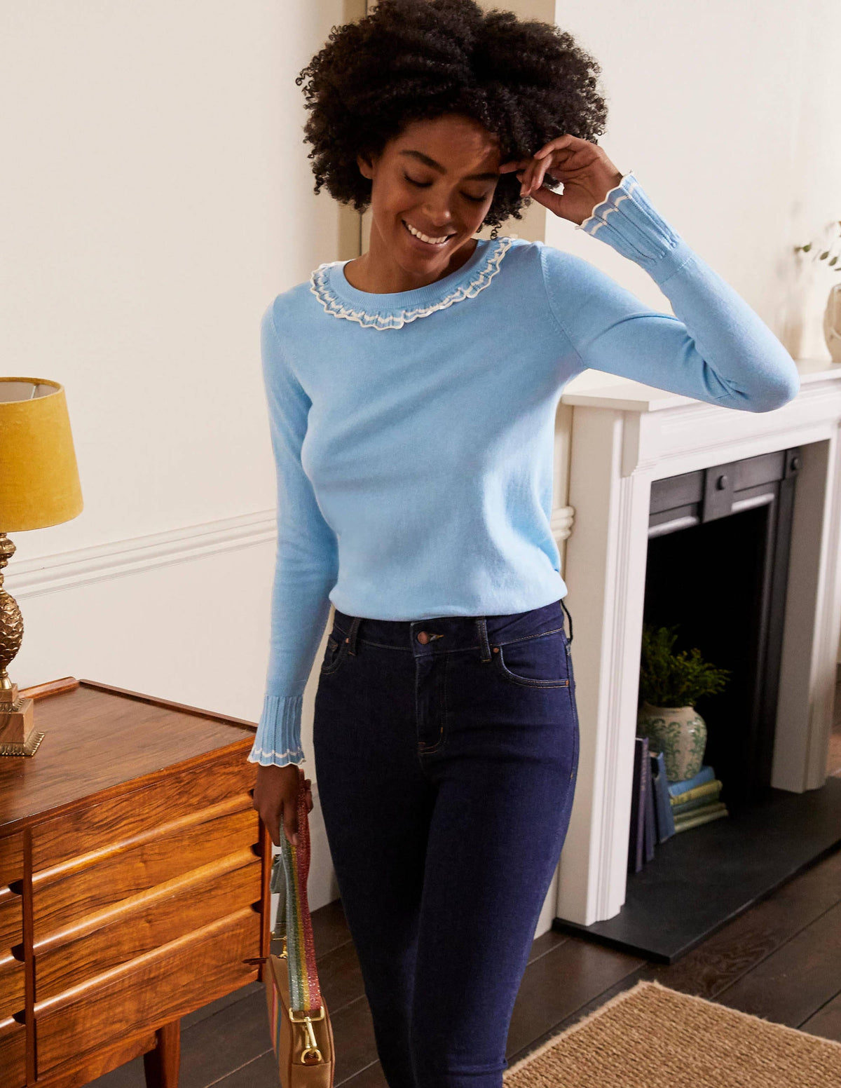 Aimee Pointelle Sweater-Frosted Blue - Image 1