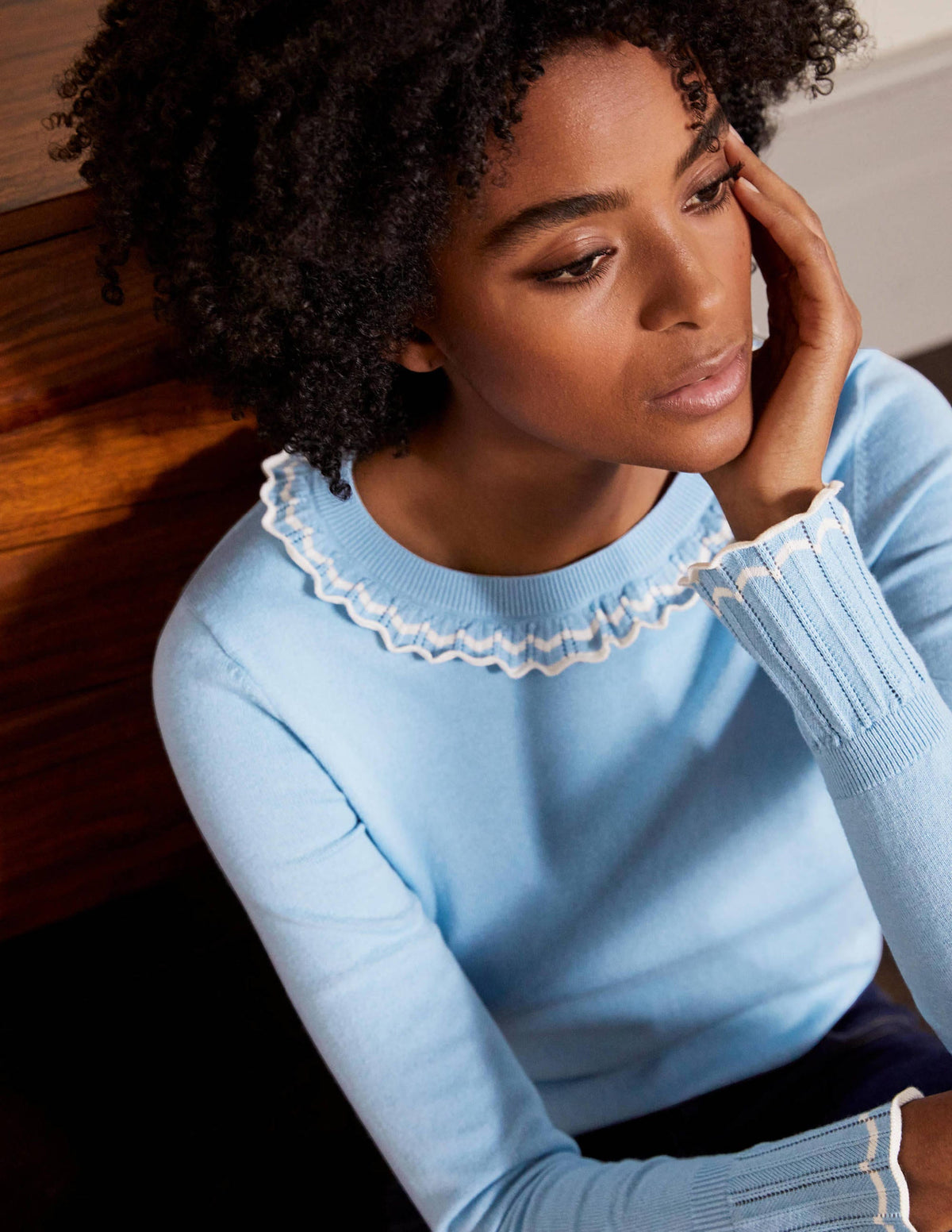 Aimee Pointelle Sweater-Frosted Blue - Image 2
