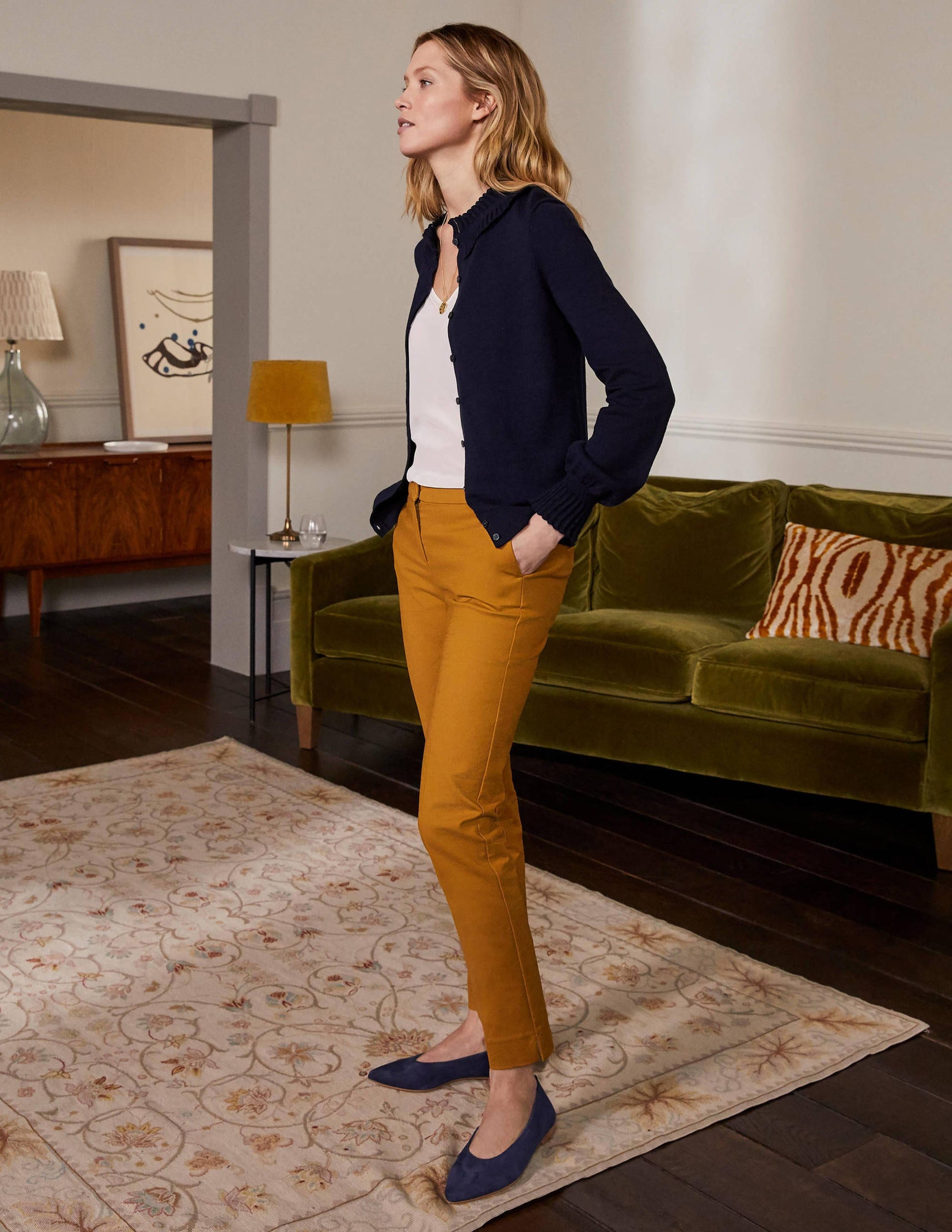 Frederica Pointelle Cardigan-Navy-4
