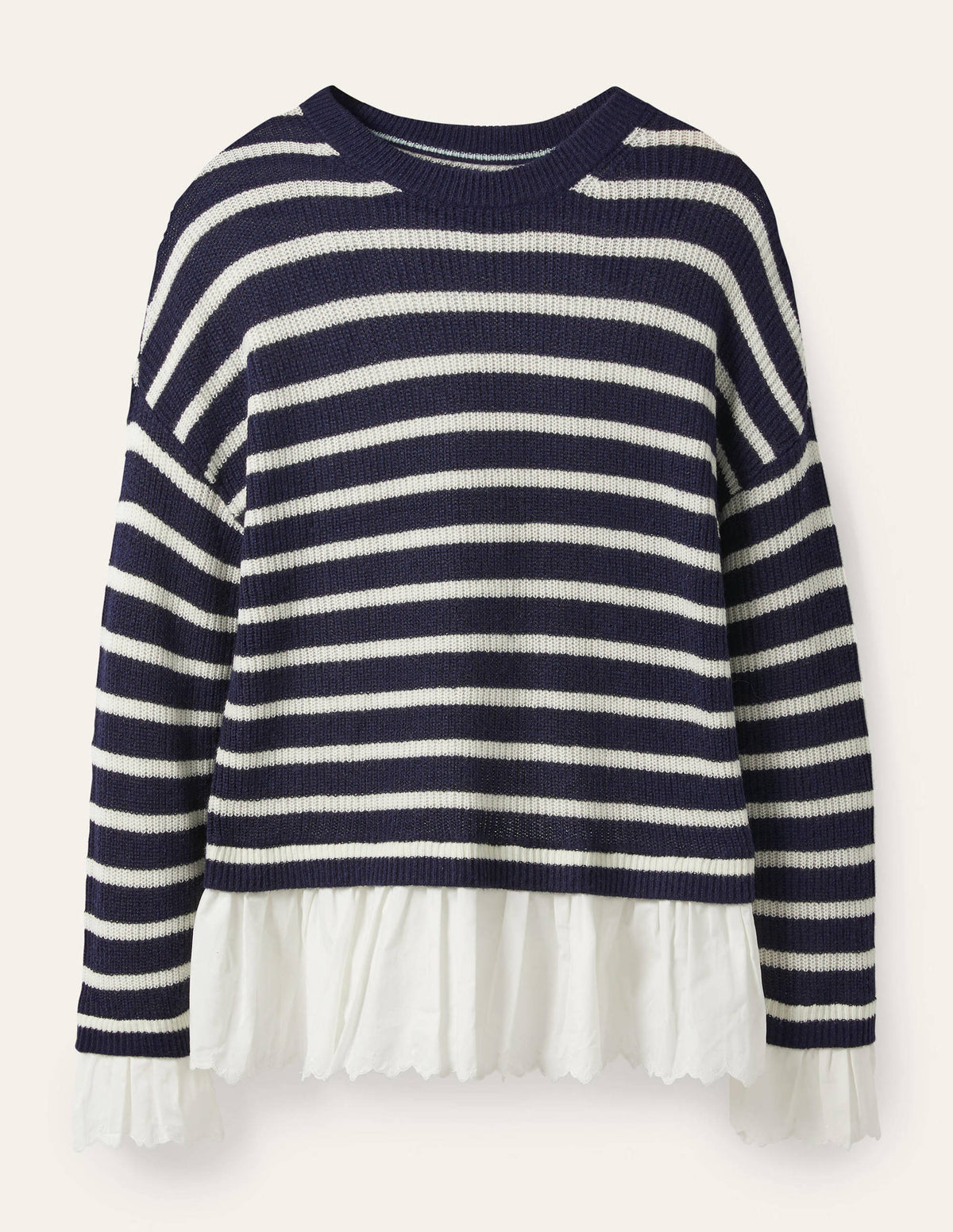 Catherine Woven Fluffy Sweater-Navy/Ivory Stripe - Image 5
