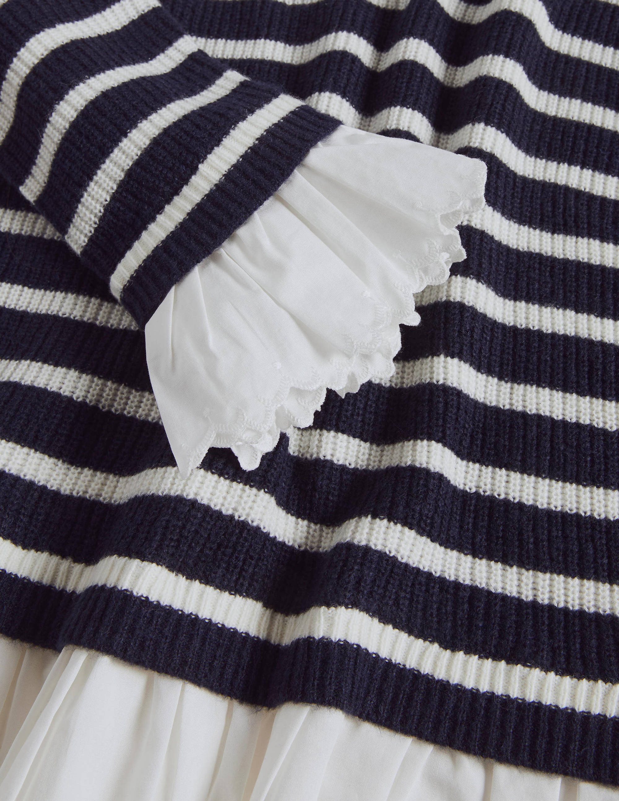 Catherine Woven Fluffy Sweater-Navy/Ivory Stripe - Image 6