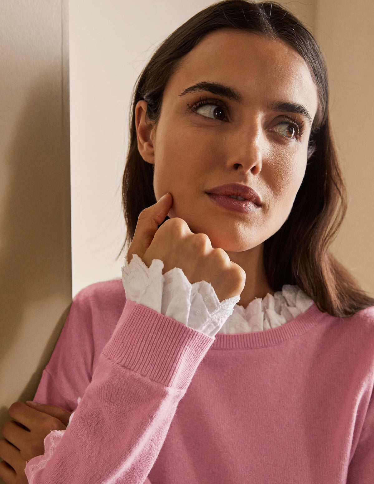 Lydia Woven Frill Sweater-Formica Pink-2