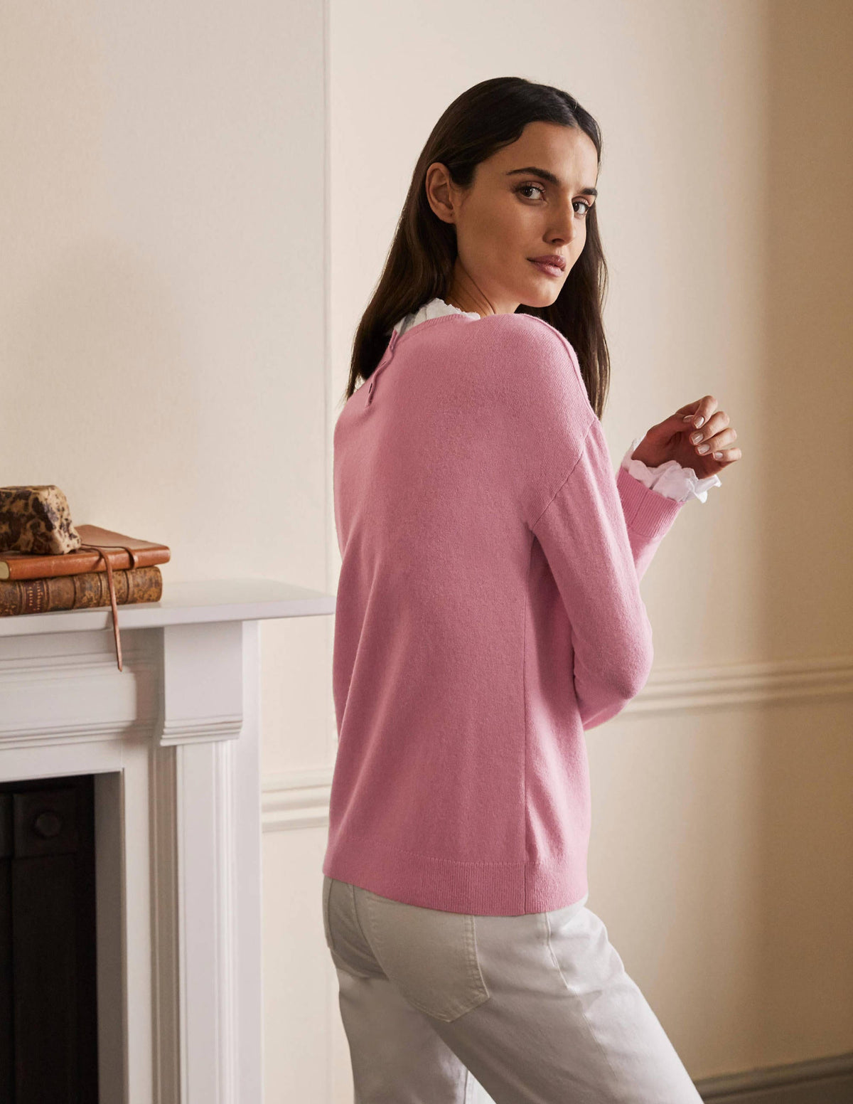 Lydia Woven Frill Sweater-Formica Pink - Image 3