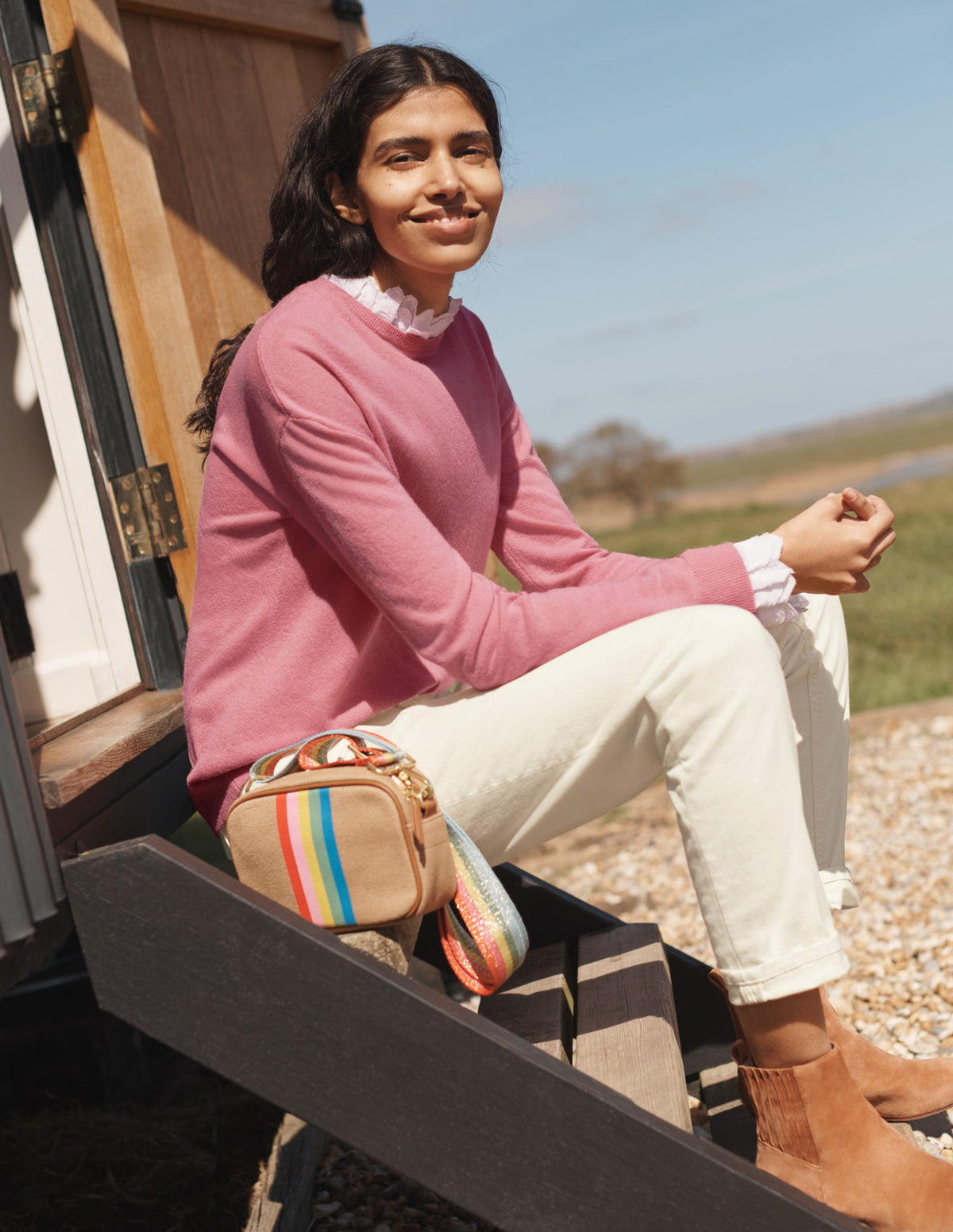 Lydia Woven Frill Sweater-Formica Pink - Image 5