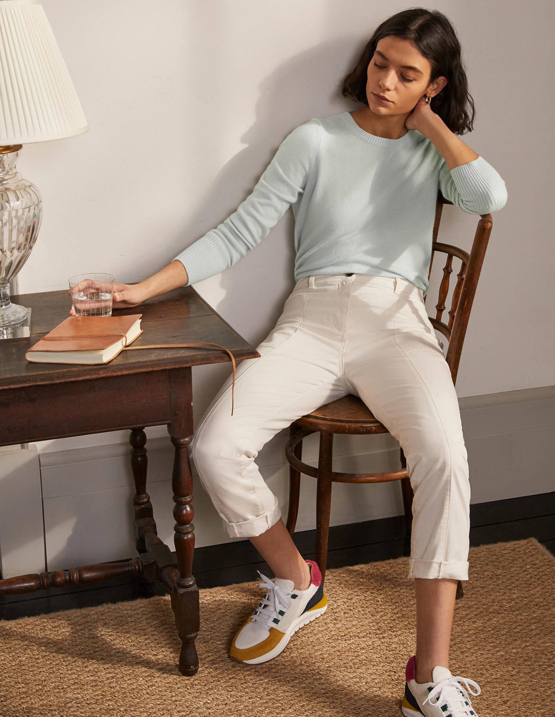 Cashmere Crew Neck Sweater-Mint Blue-2