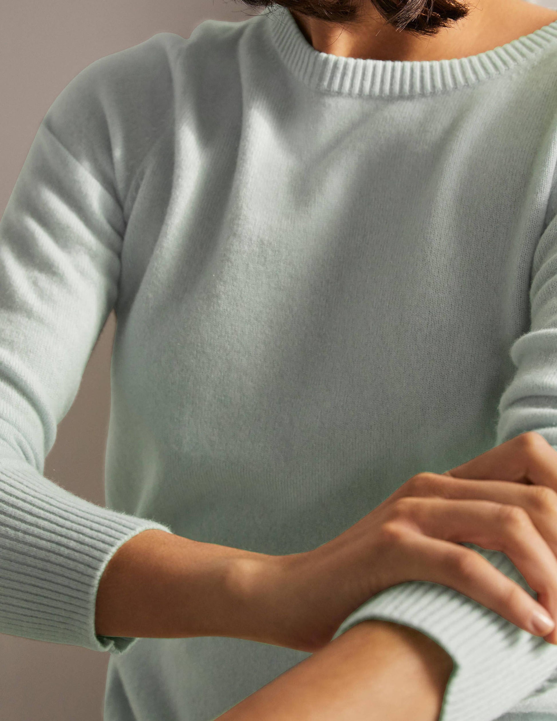 Cashmere Crew Neck Sweater-Mint Blue-4