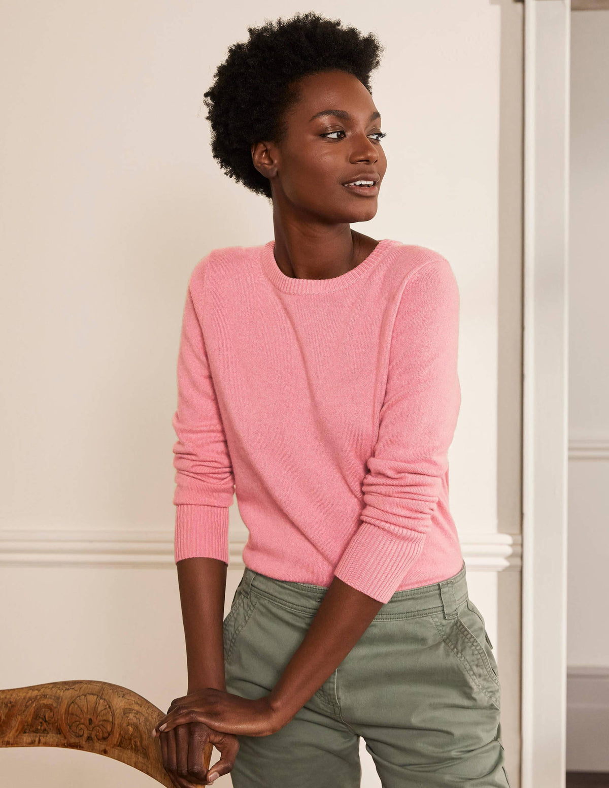 Cashmere Crew Neck Sweater-Formica Pink-1
