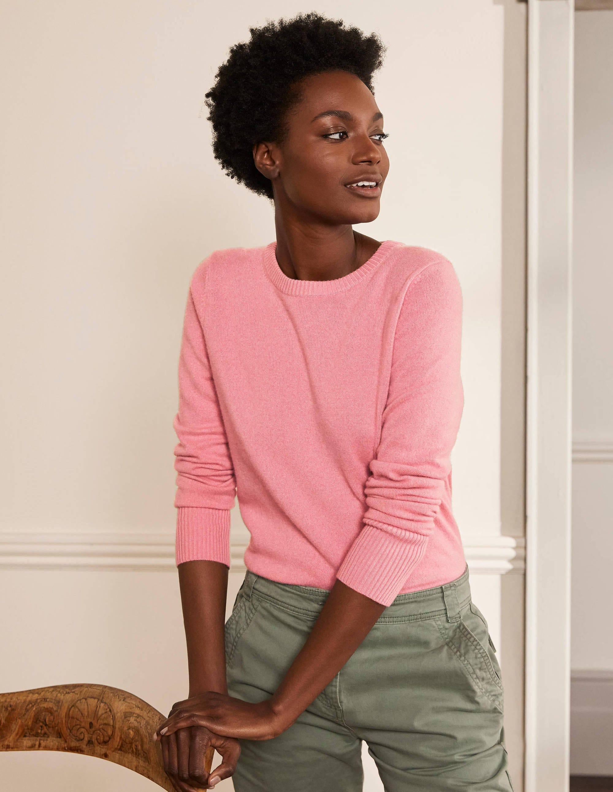 Cashmere Crew Neck Sweater-Formica Pink - Image 1
