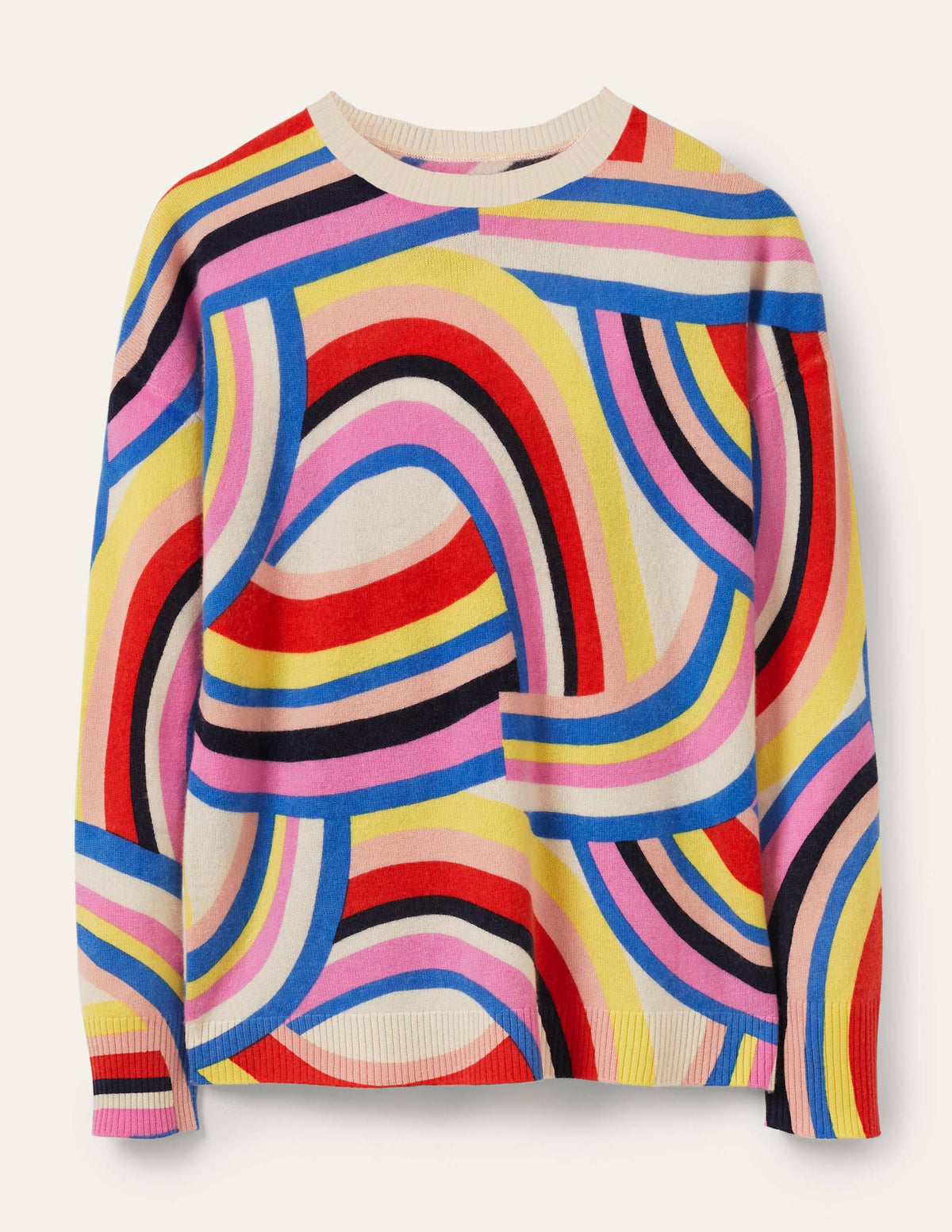 Margot Cashmere Sweater-Abstract Rainbow Stripe - Image 5