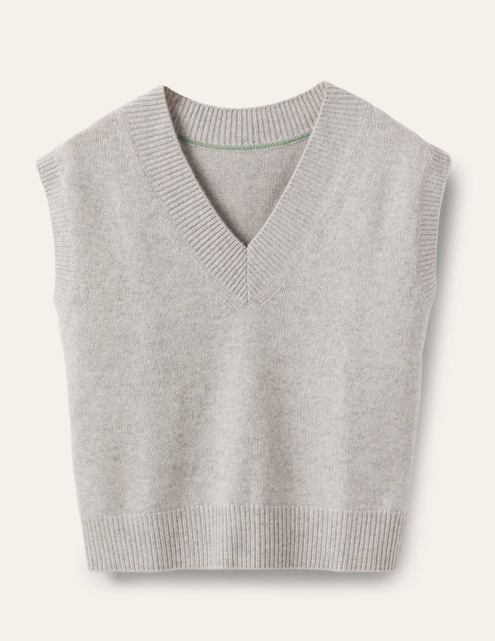 Cashmere Relaxed Sweater Vest-Grey Melange-5