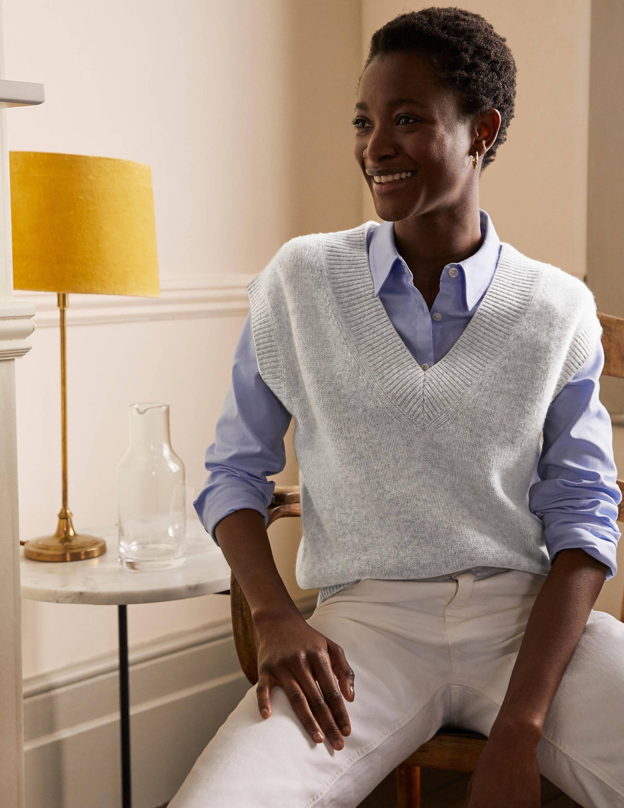 Cashmere Relaxed Sweater Vest-Grey Melange - Image 4