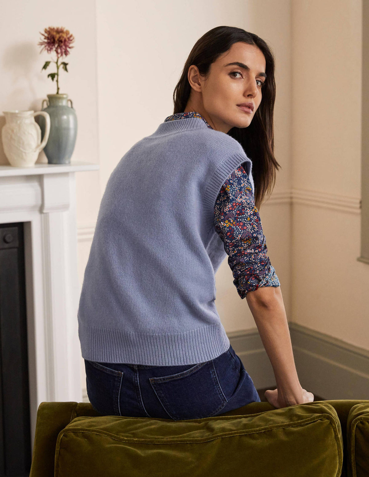 Cashmere Relaxed Sweater Vest-Lapis Light Blue - Image 3