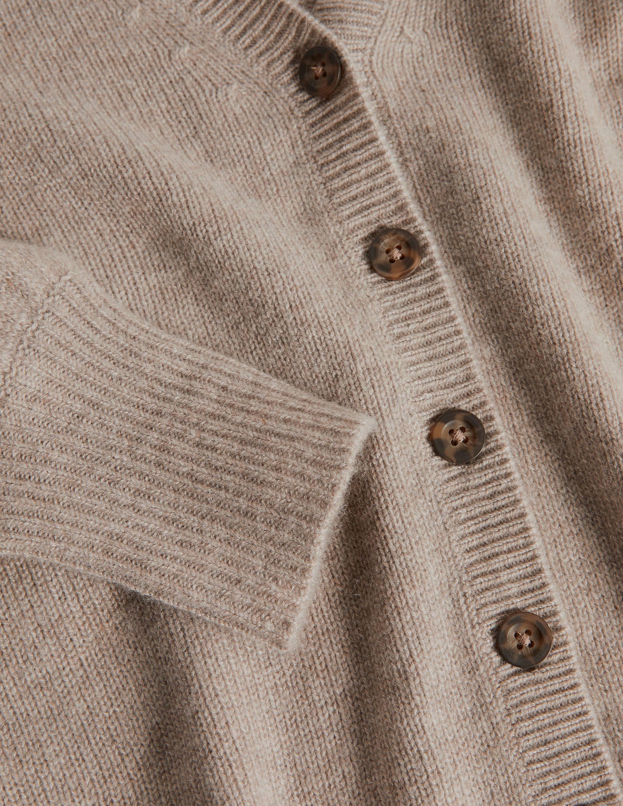 Cashmere Pleat Detail Cardigan-Mink Melange - Image 6