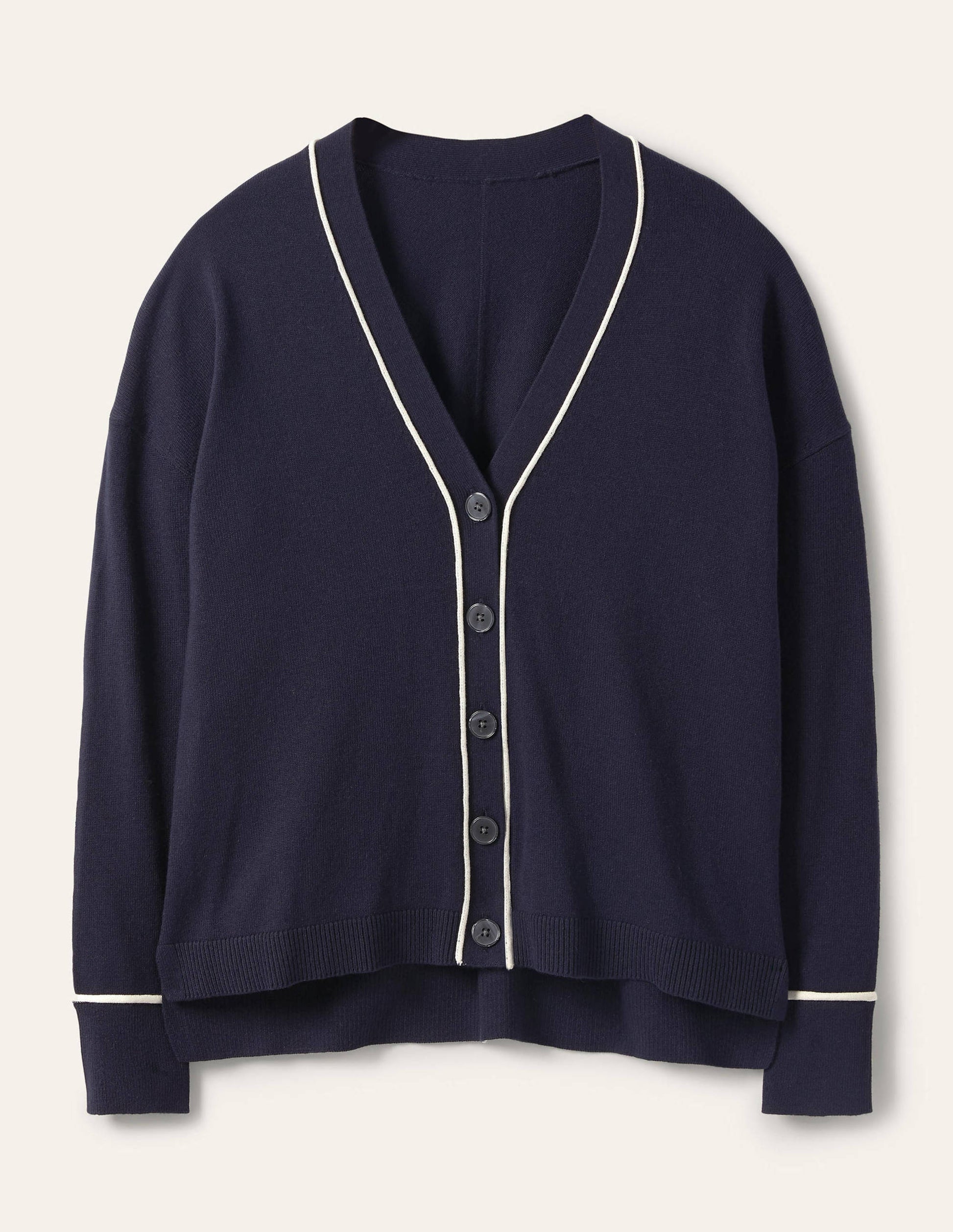 V-neck Relaxed Cardigan-Navy-5