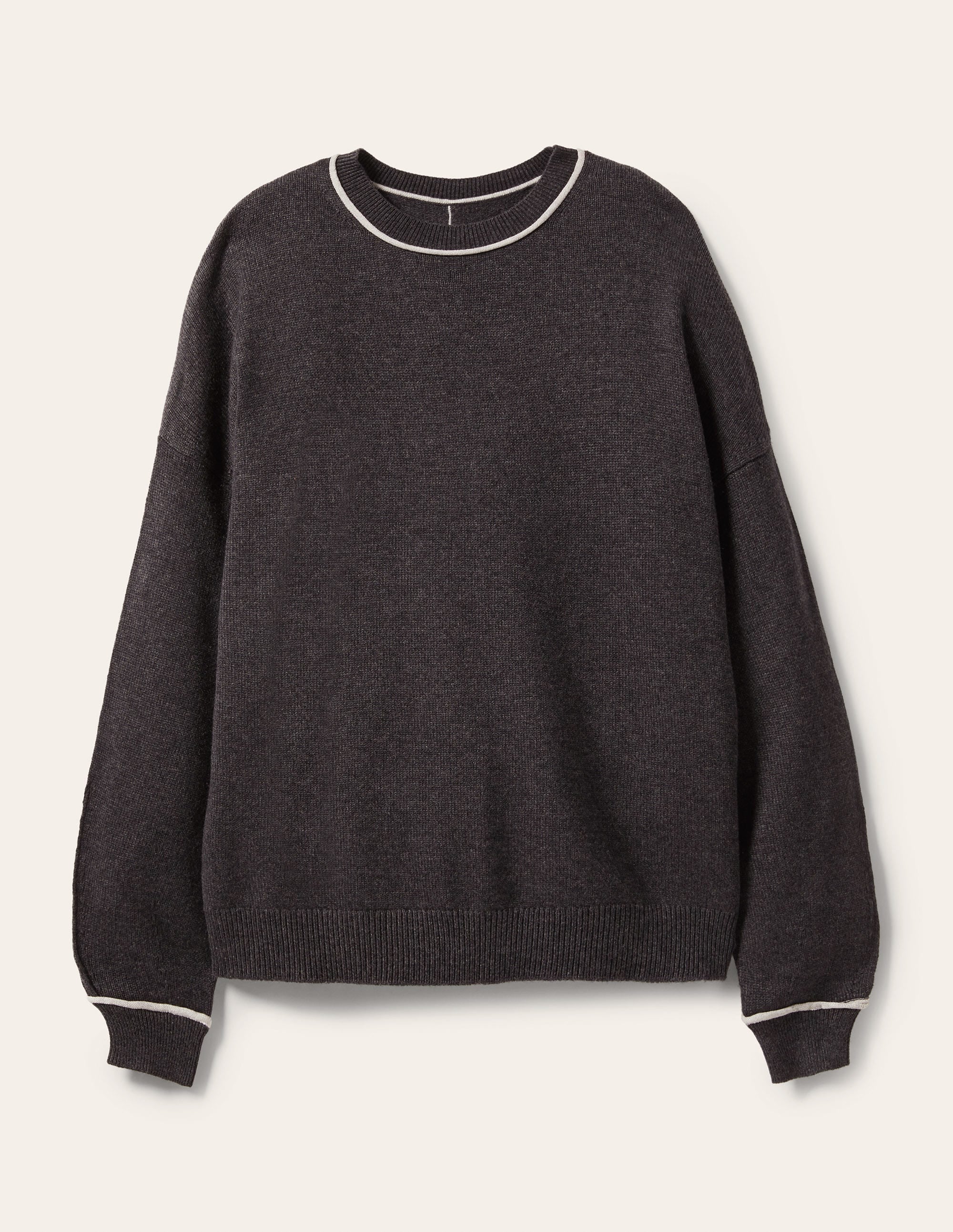 Oversized Crew Neck Sweater-Charcoal Melange - Image 5