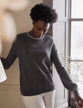 Oversized Crew Neck Sweater-Charcoal Melange
