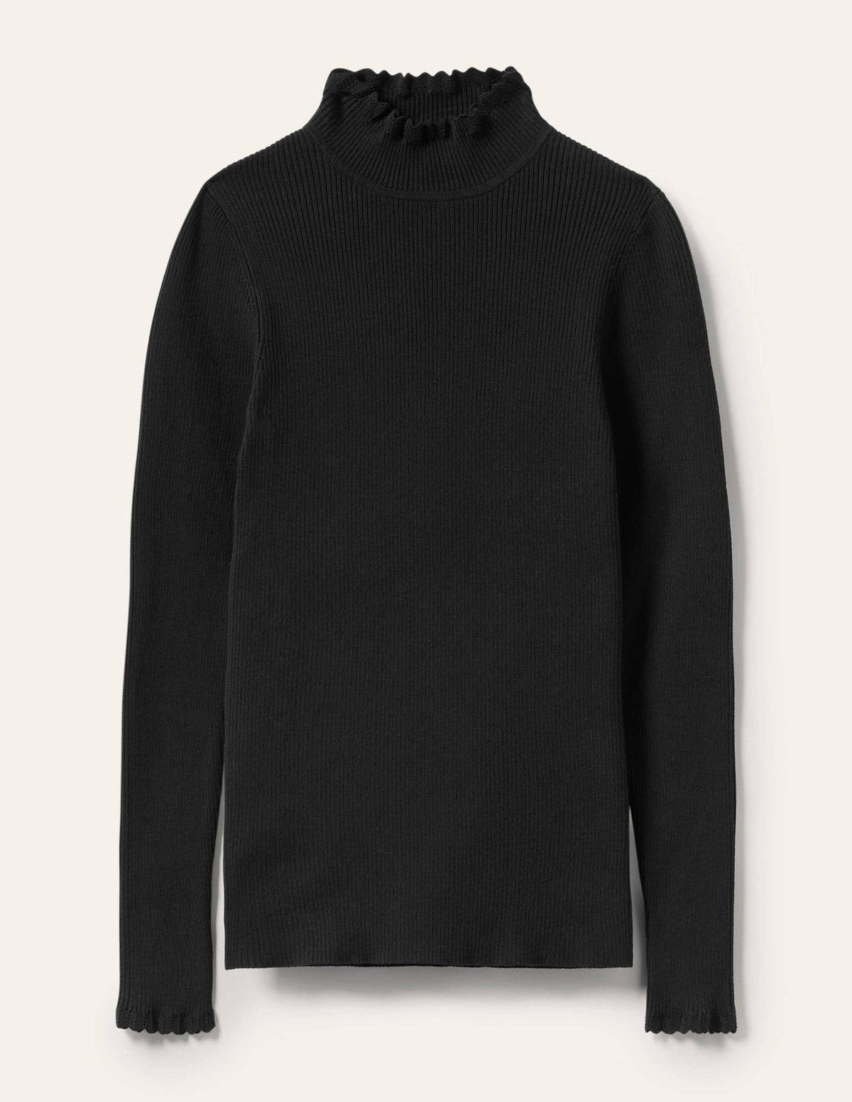 Scallop High Neck Sweater-Black - Image 5