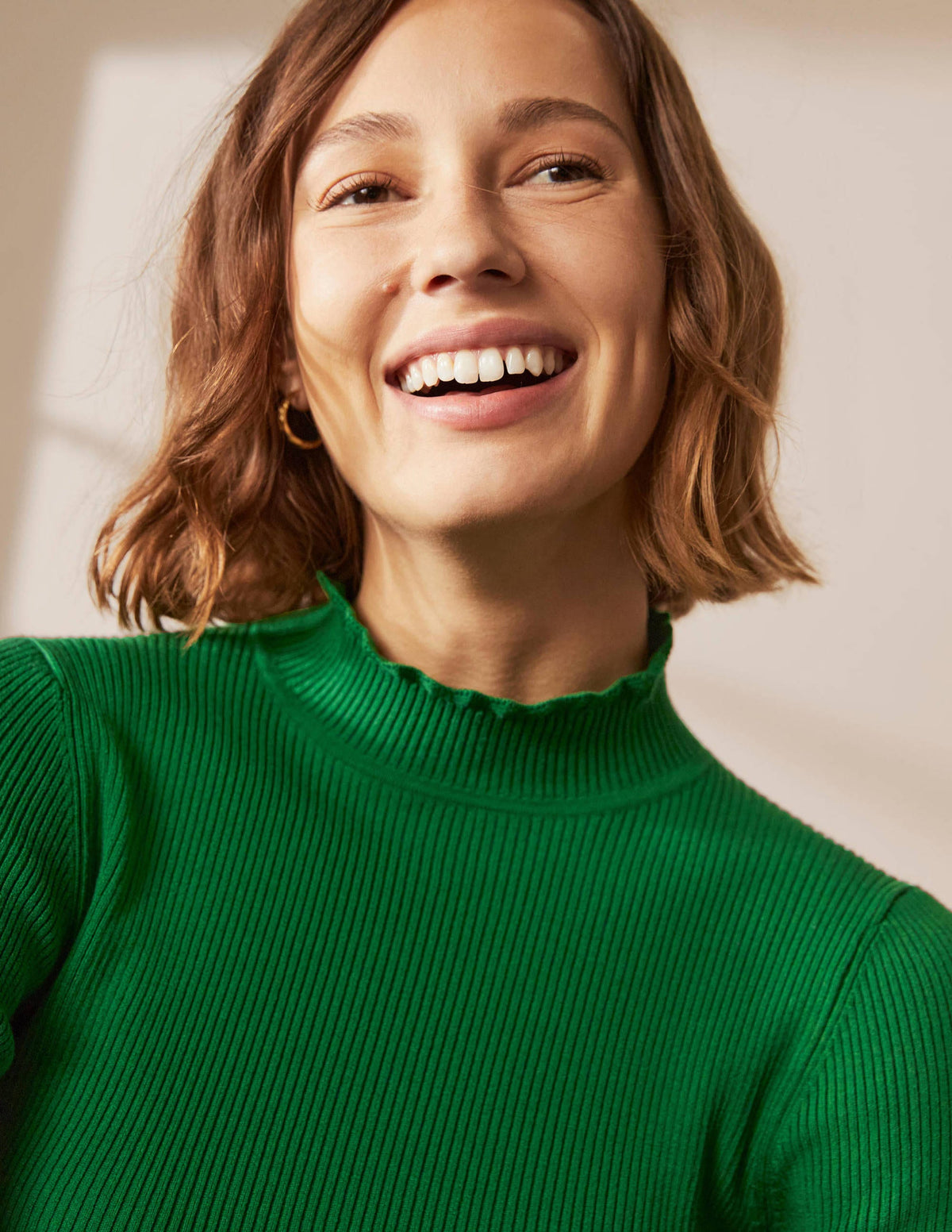 Scallop High Neck Sweater-Conifer - Image 2