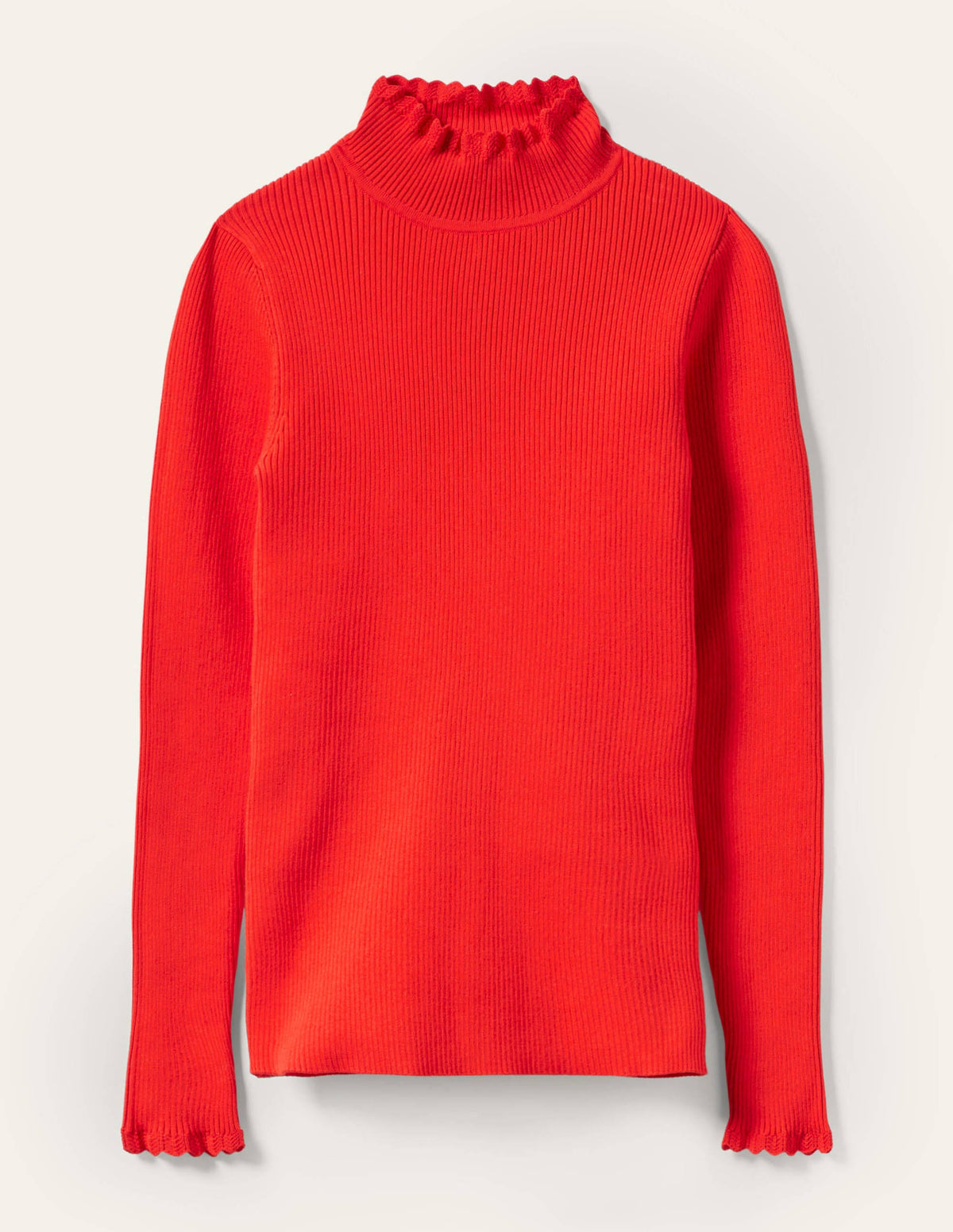 Scallop High Neck Sweater-Cherry Red - Image 5