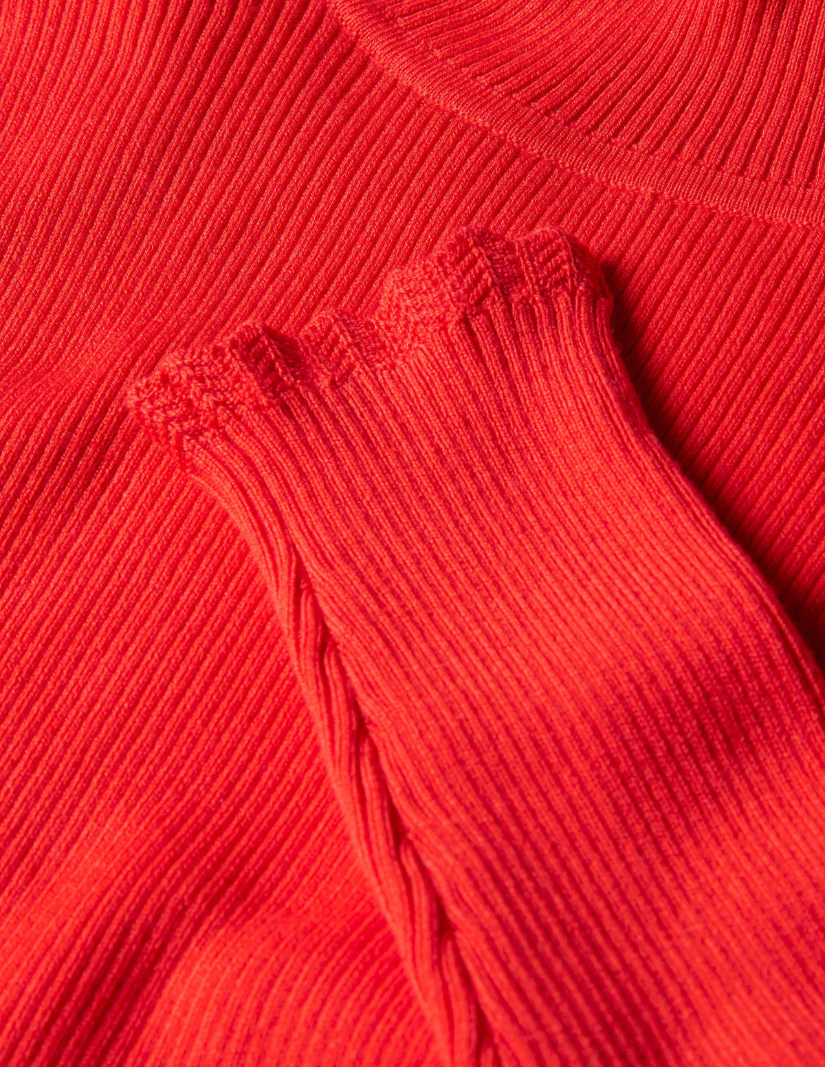 Scallop High Neck Sweater-Cherry Red-6
