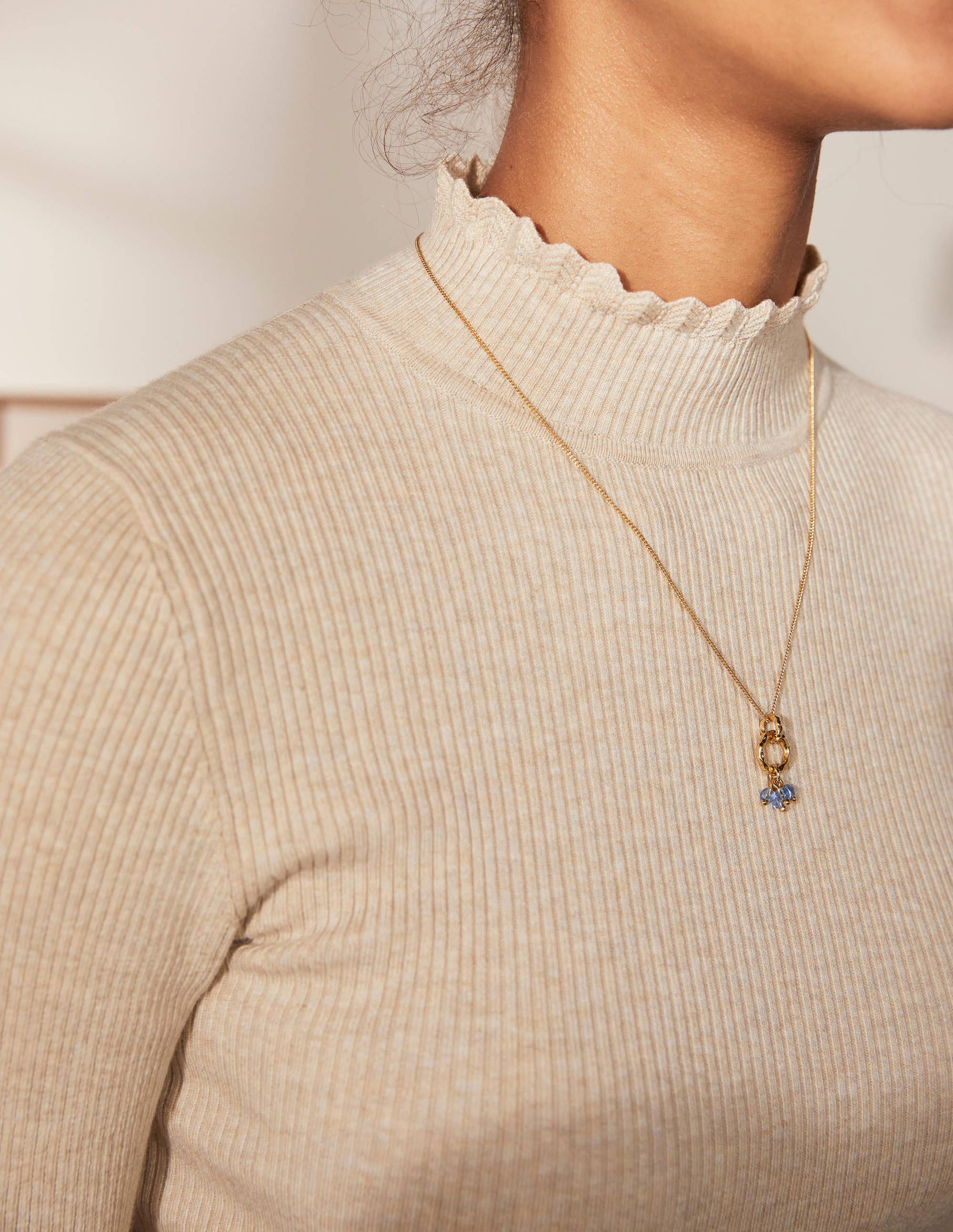 Scallop High Neck Sweater-Oatmeal Melange - Image 2