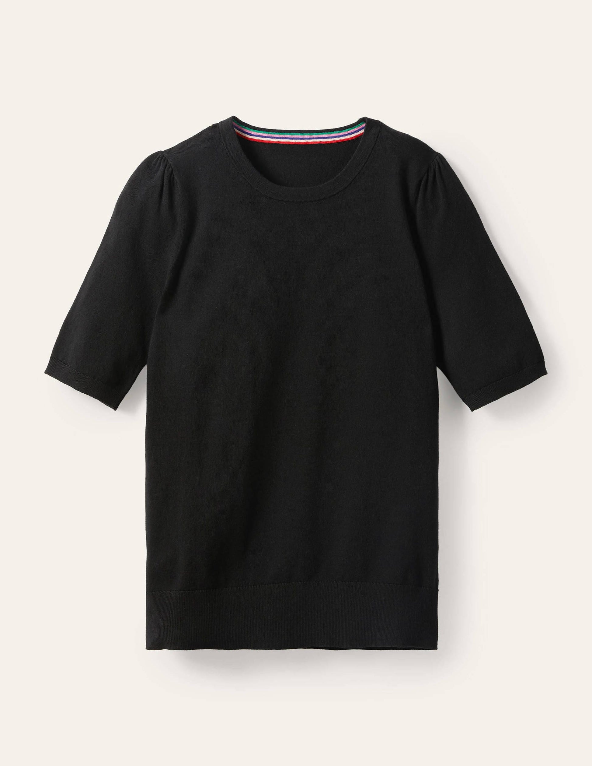 Cotton Crew Knitted Top-Black-5