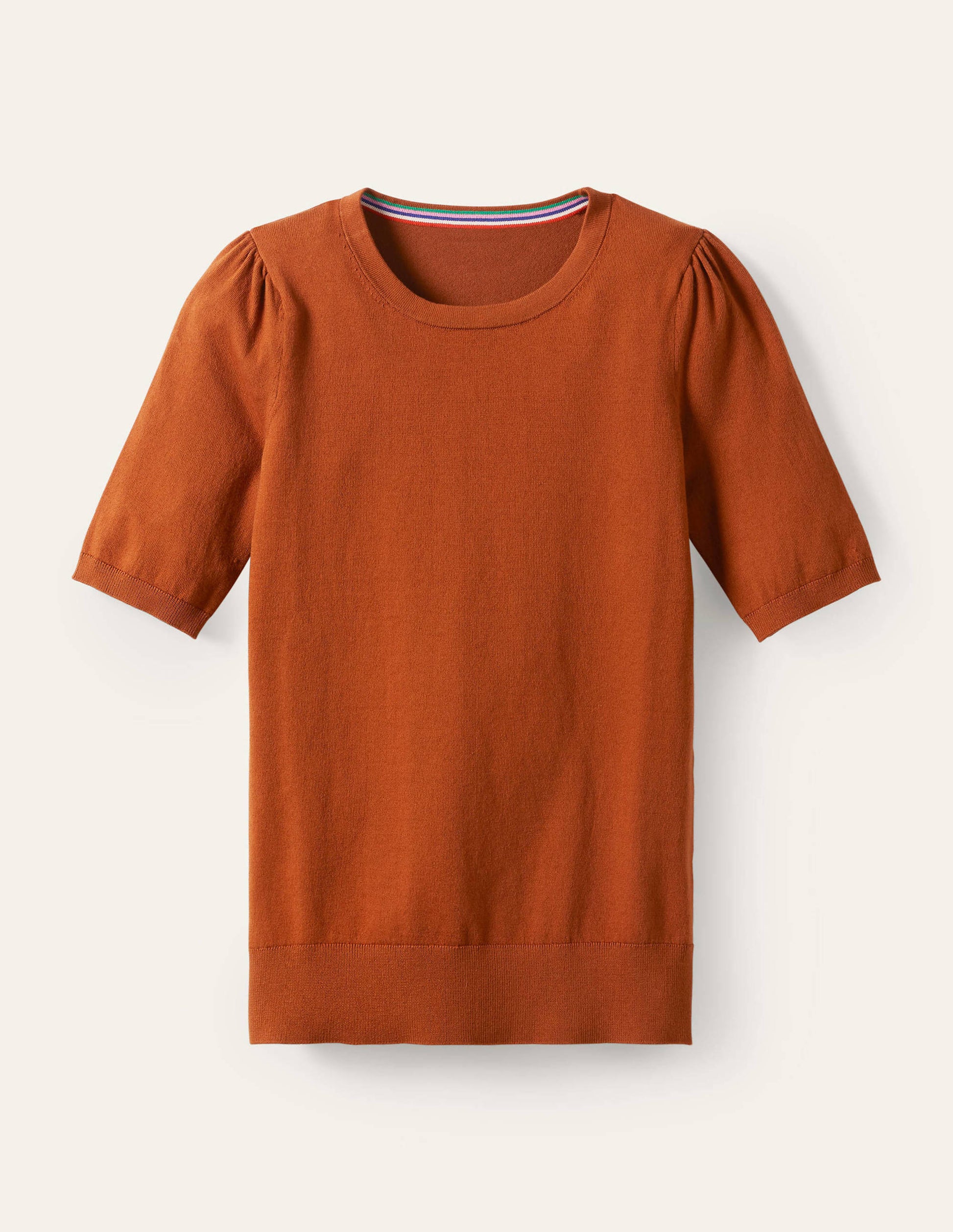 Cotton Crew Knitted Top-Rust-5