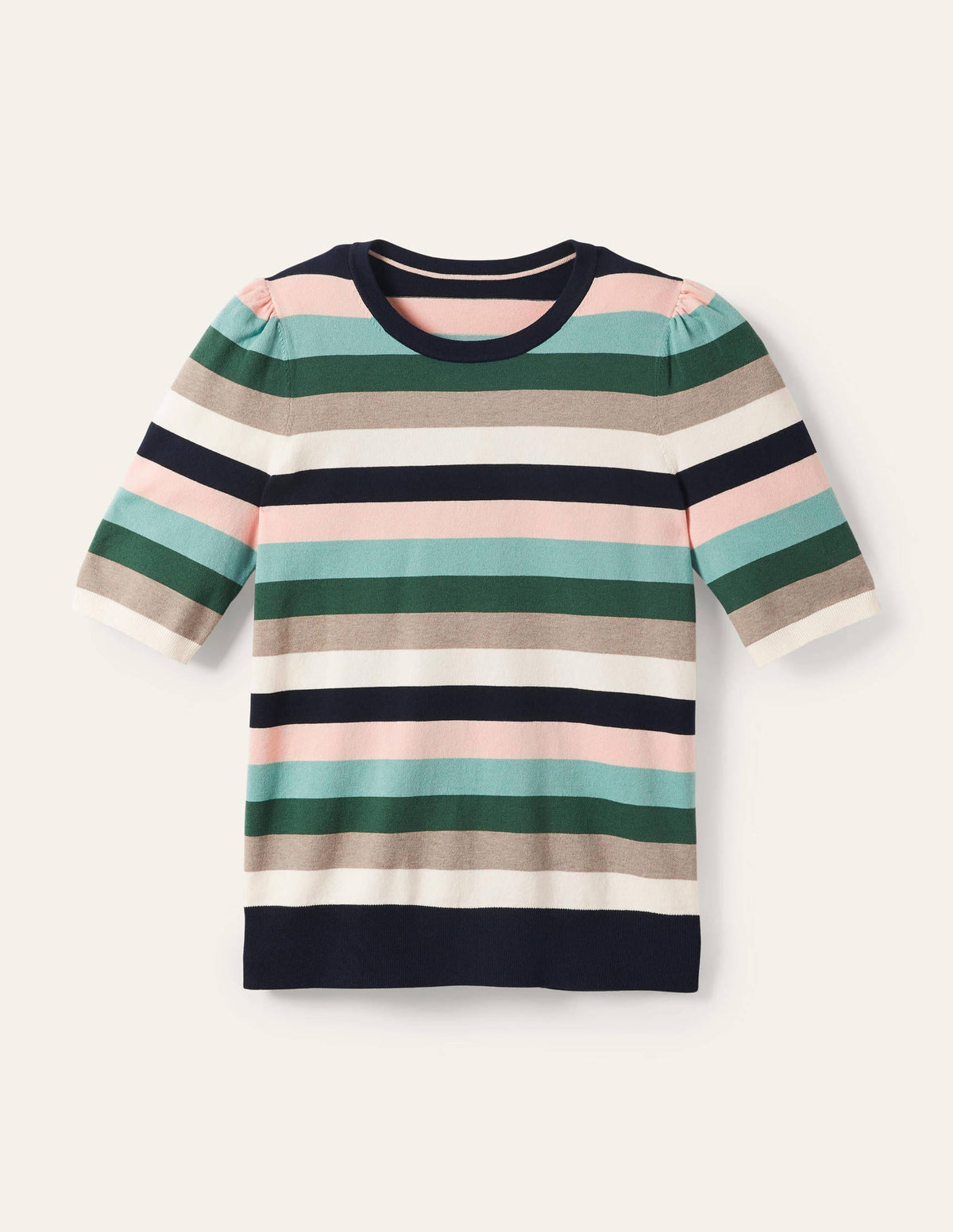 Cotton Crew Knitted Top-Palm Leaf, Multi Stripe - Image 5