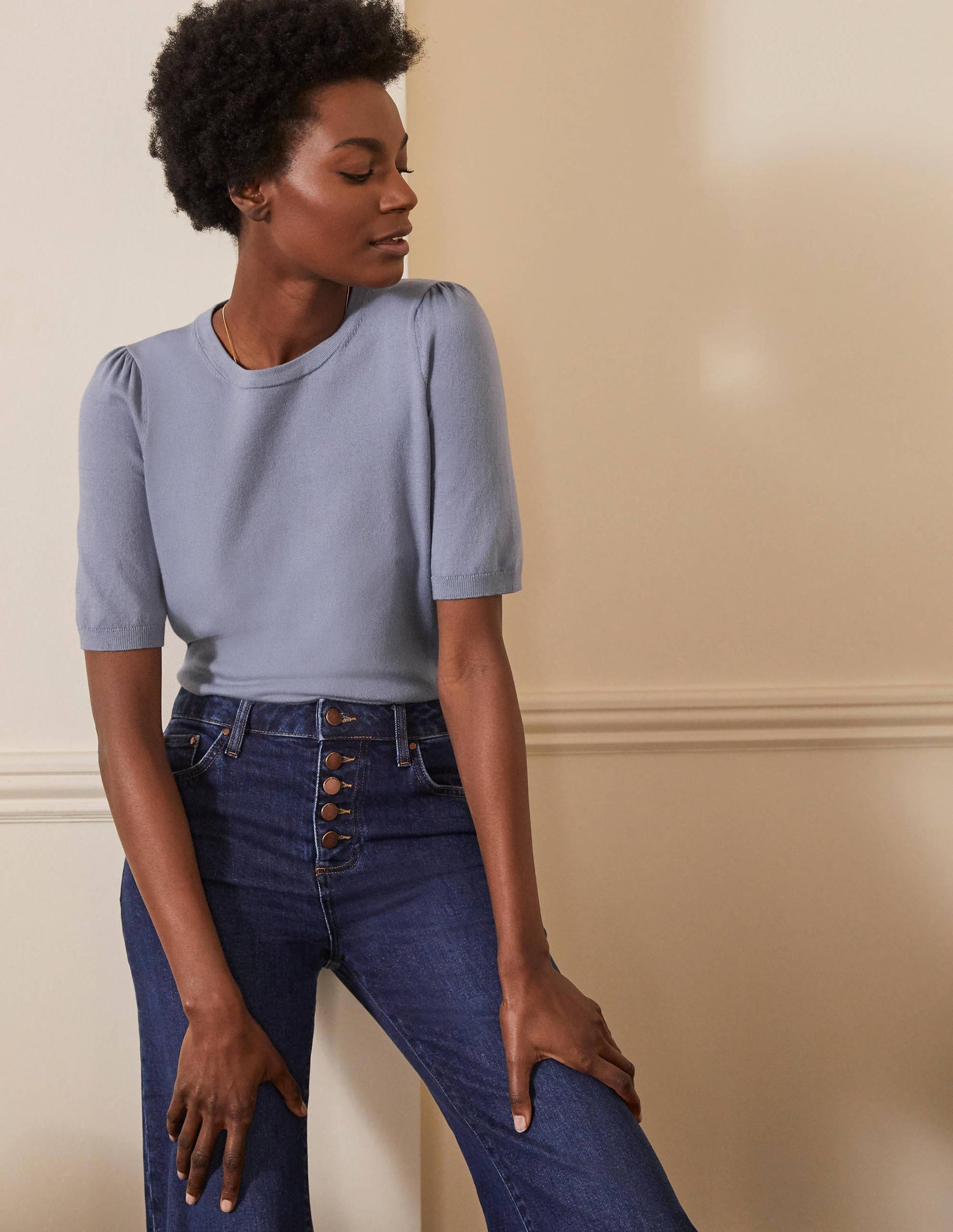 Cotton Crew Knitted Top-River-1