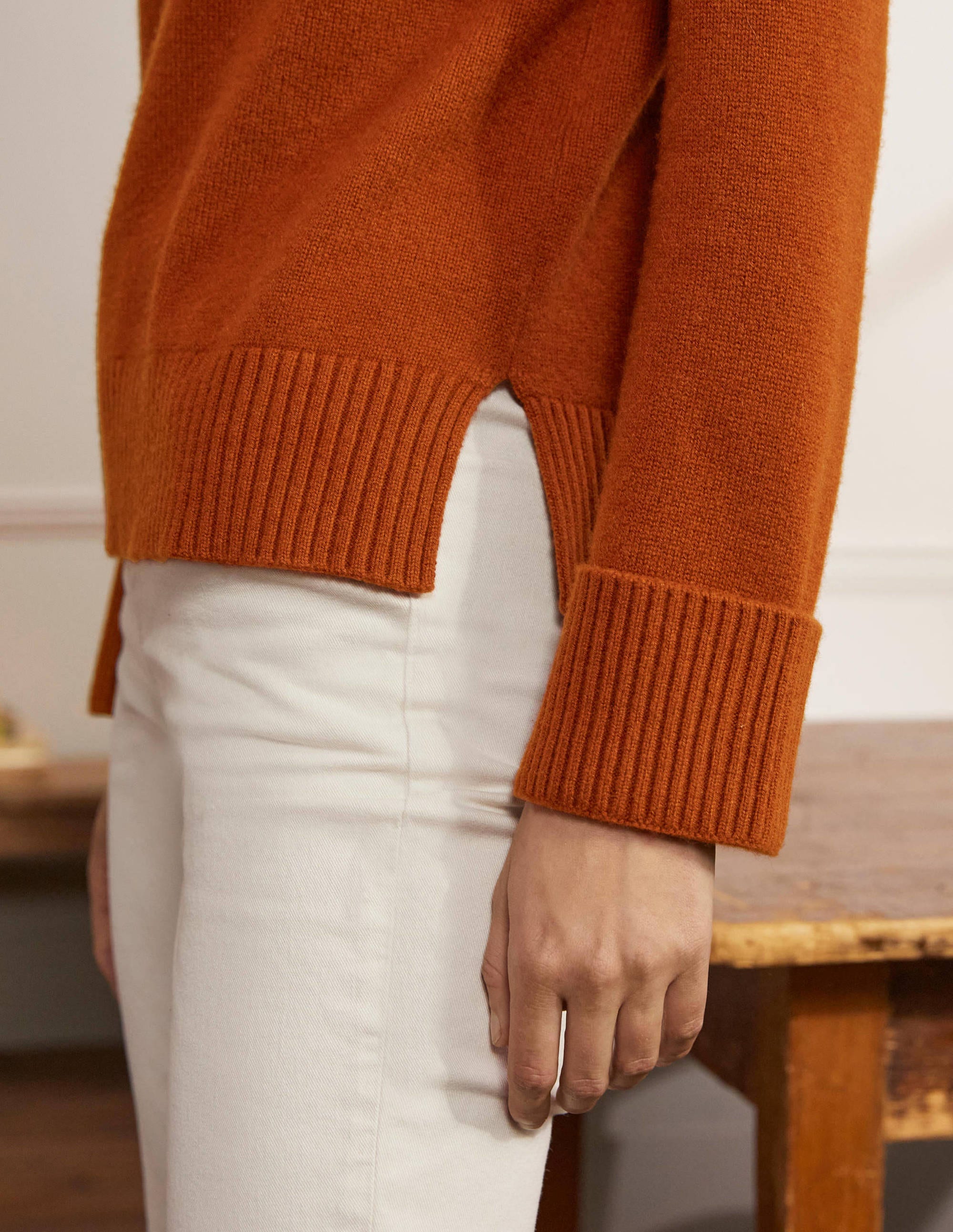 Cashmere Cuff Detail Sweater-Carnelian Red - Image 2