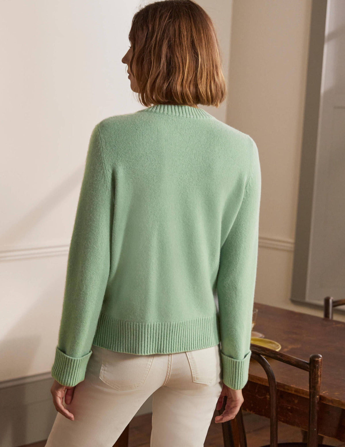 Cashmere Cuff Detail Sweater-Peridot Green-3