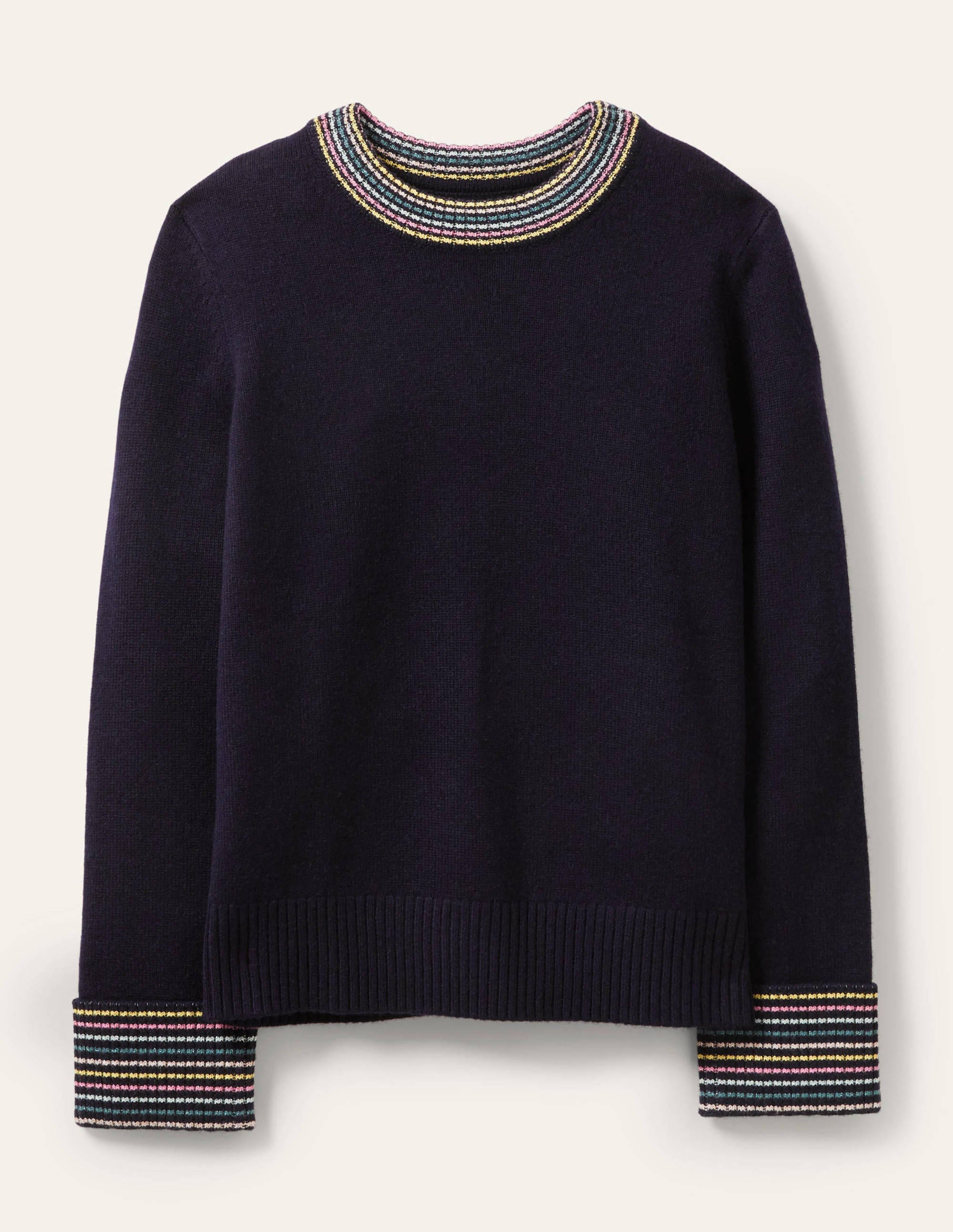 Cashmere Cuff Detail Sweater-Navy - Image 5