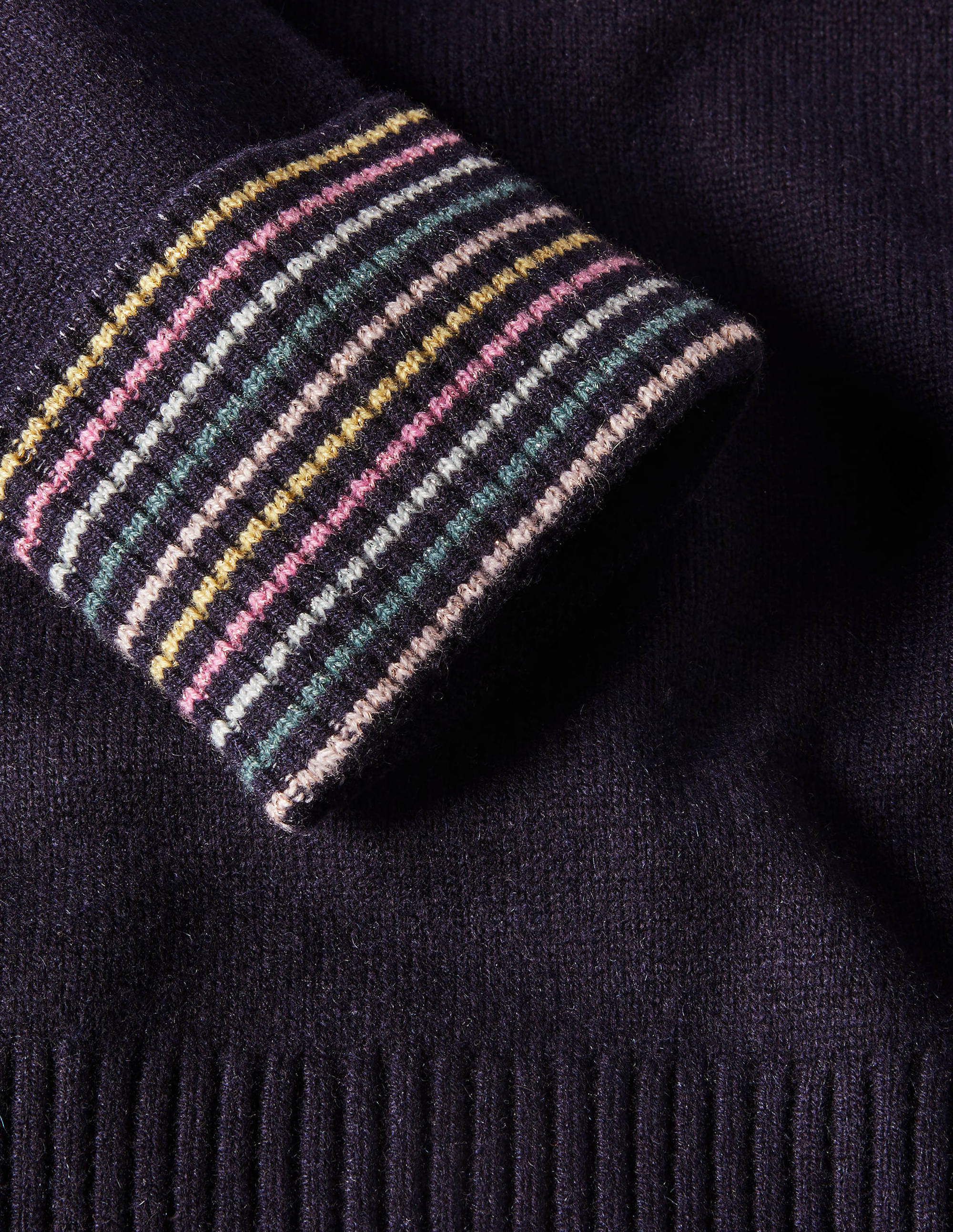Cashmere Cuff Detail Sweater-Navy - Image 6