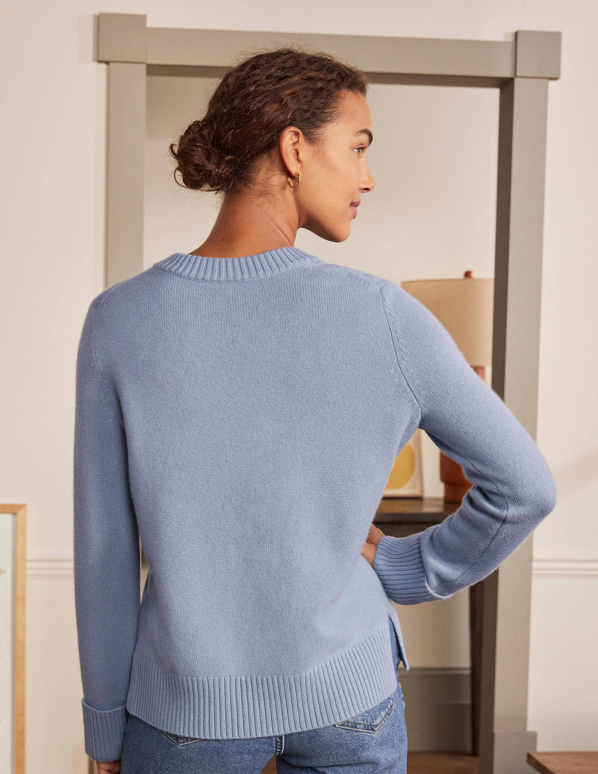 Cashmere Cuff Detail Sweater-Lapis Light Blue-3