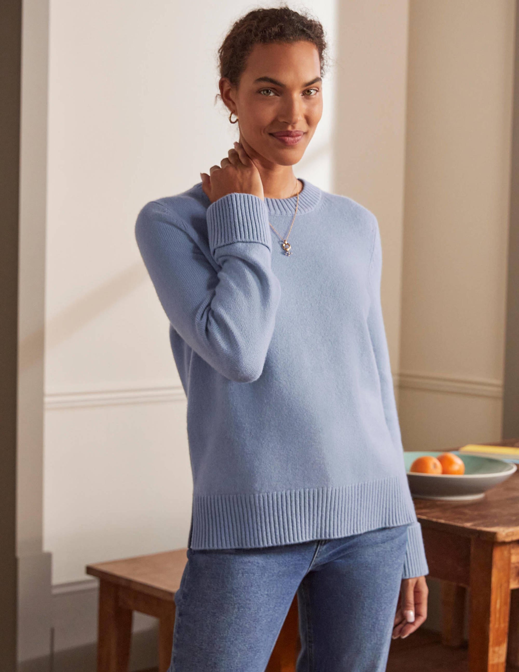 Cashmere Cuff Detail Sweater-Lapis Light Blue - Image 4
