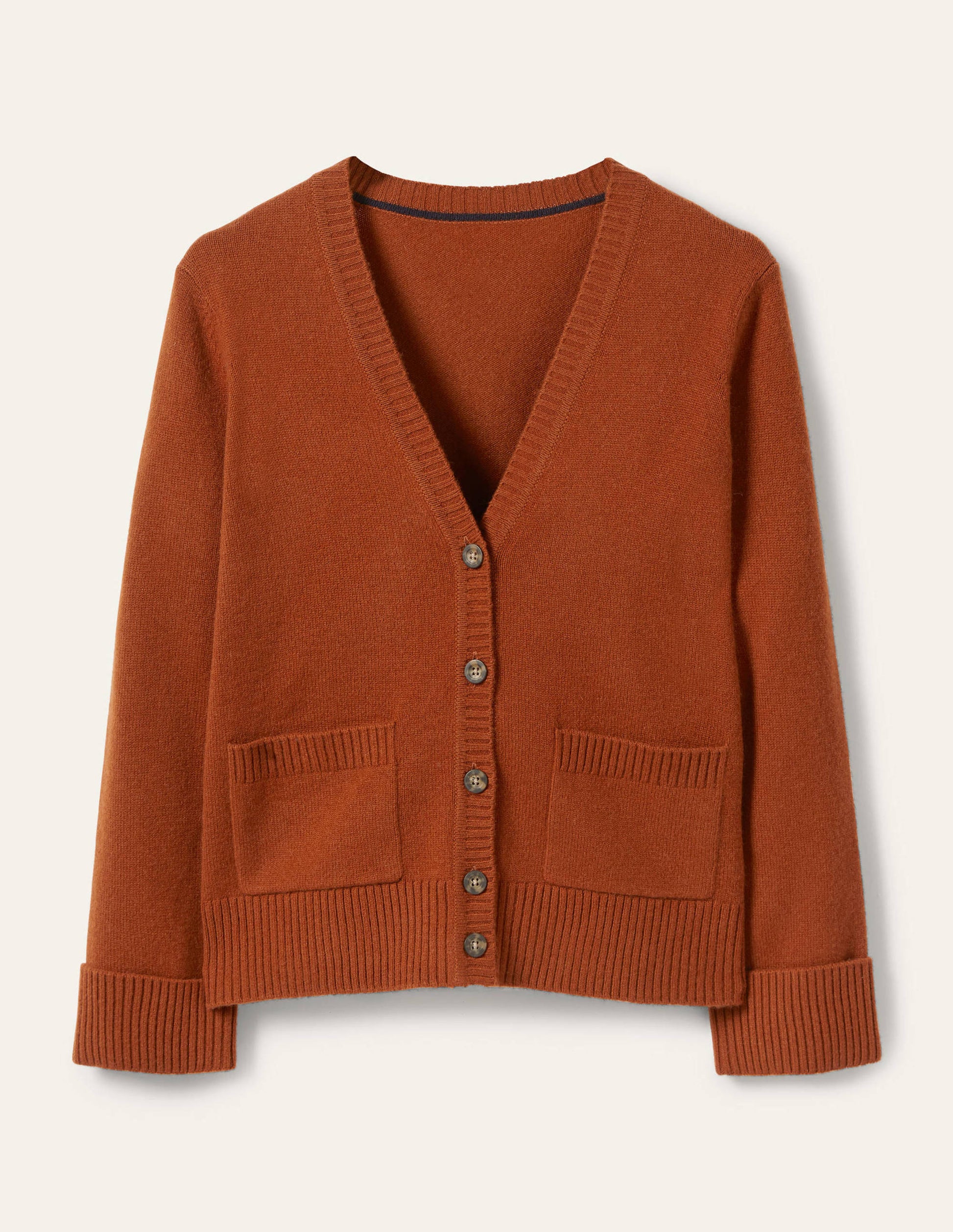 Cashmere Cuff Detail Cardigan-Carnelian Red-5