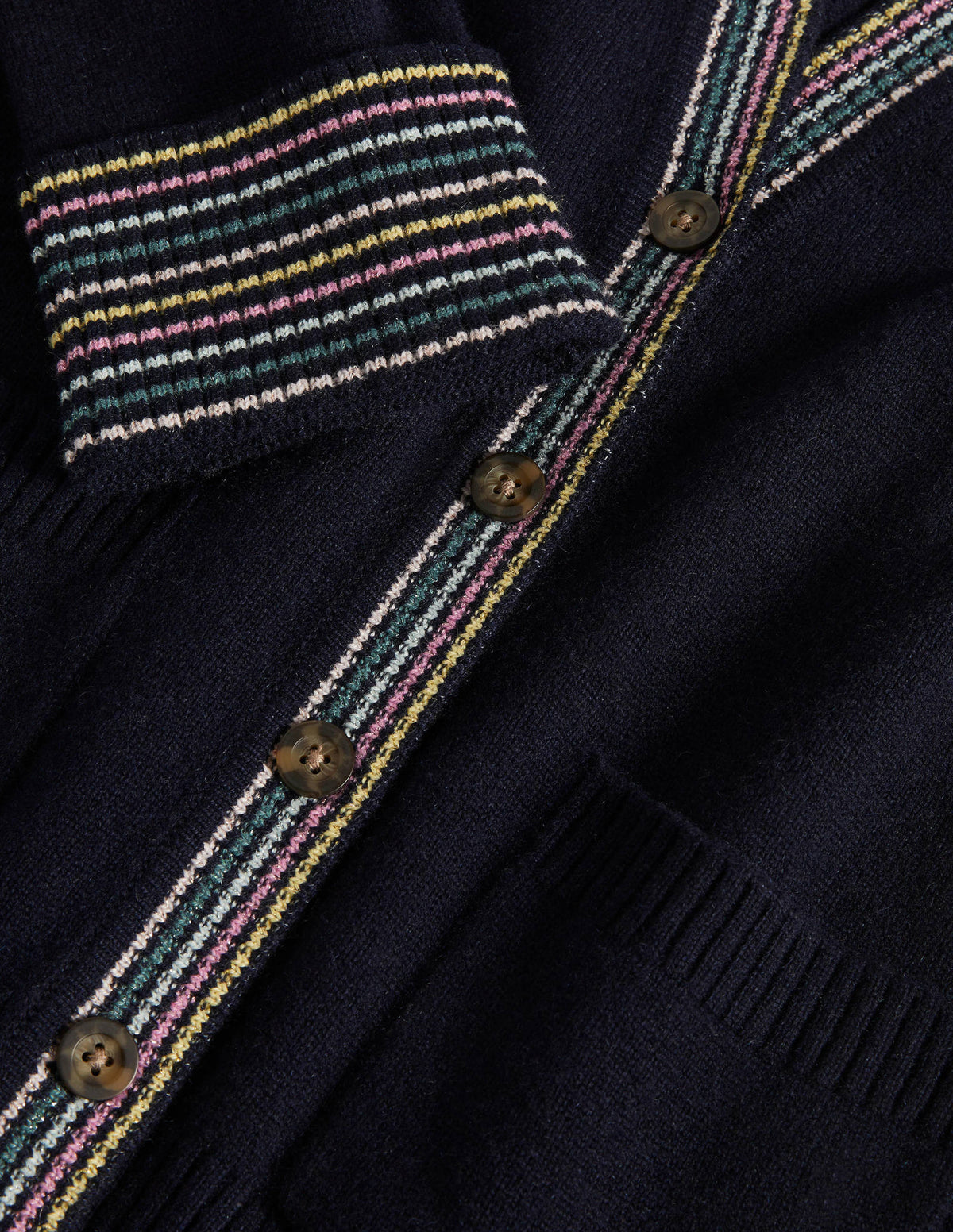 Cashmere Cuff Detail Cardigan-Navy - Image 6