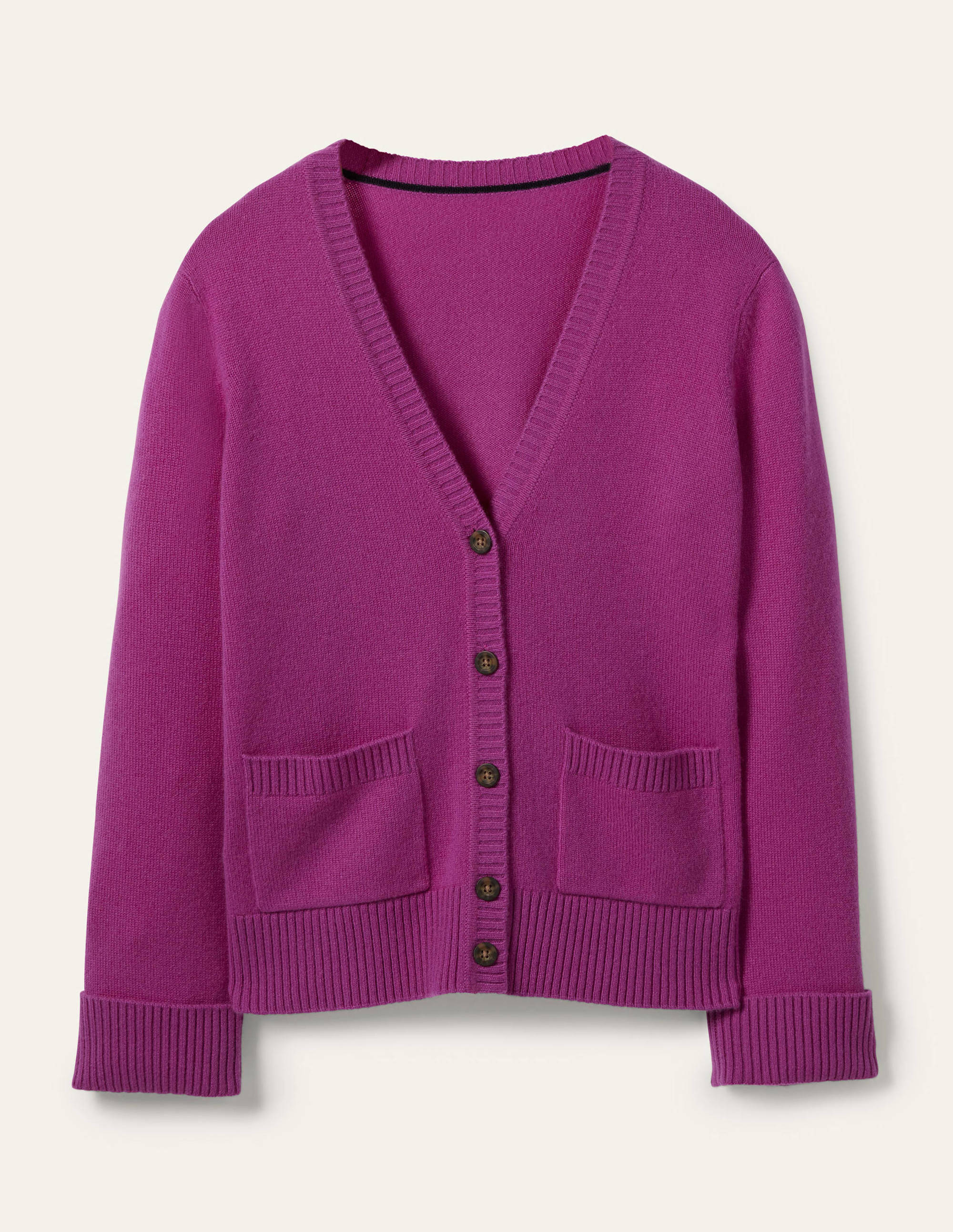 Cashmere Cuff Detail Cardigan-Regal Purple - Image 5