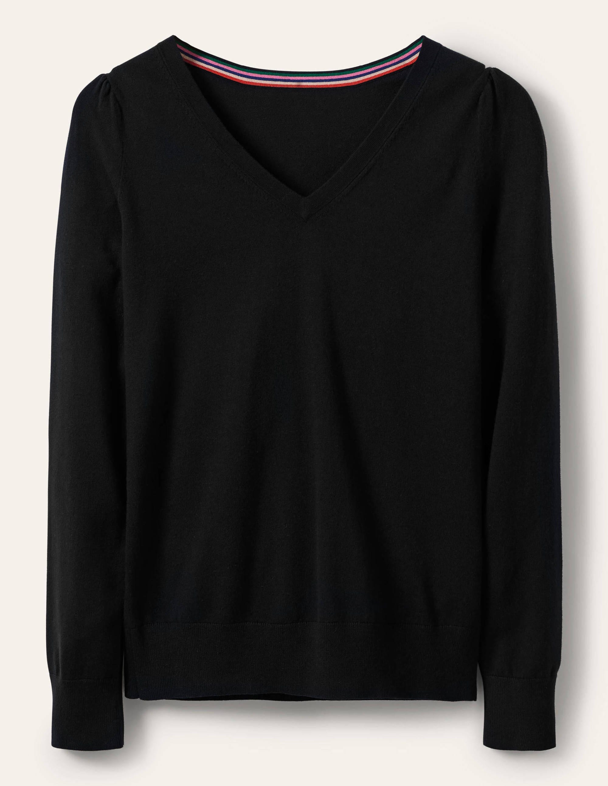 Cotton V-Neck Sweater-Black - Image 10