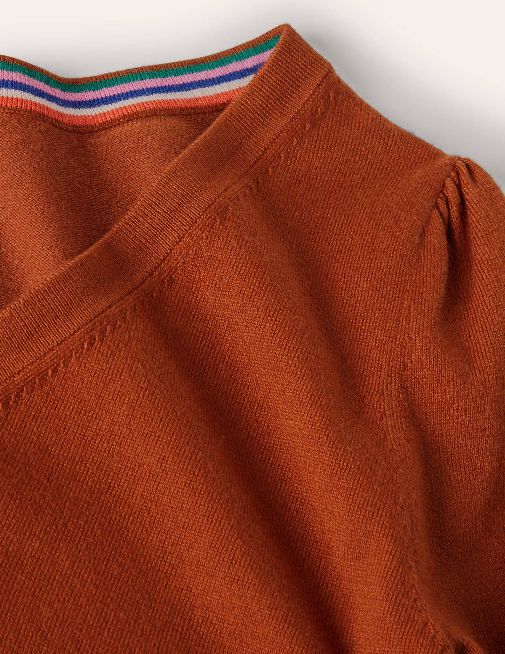Cotton V-Neck Sweater-Rust-6