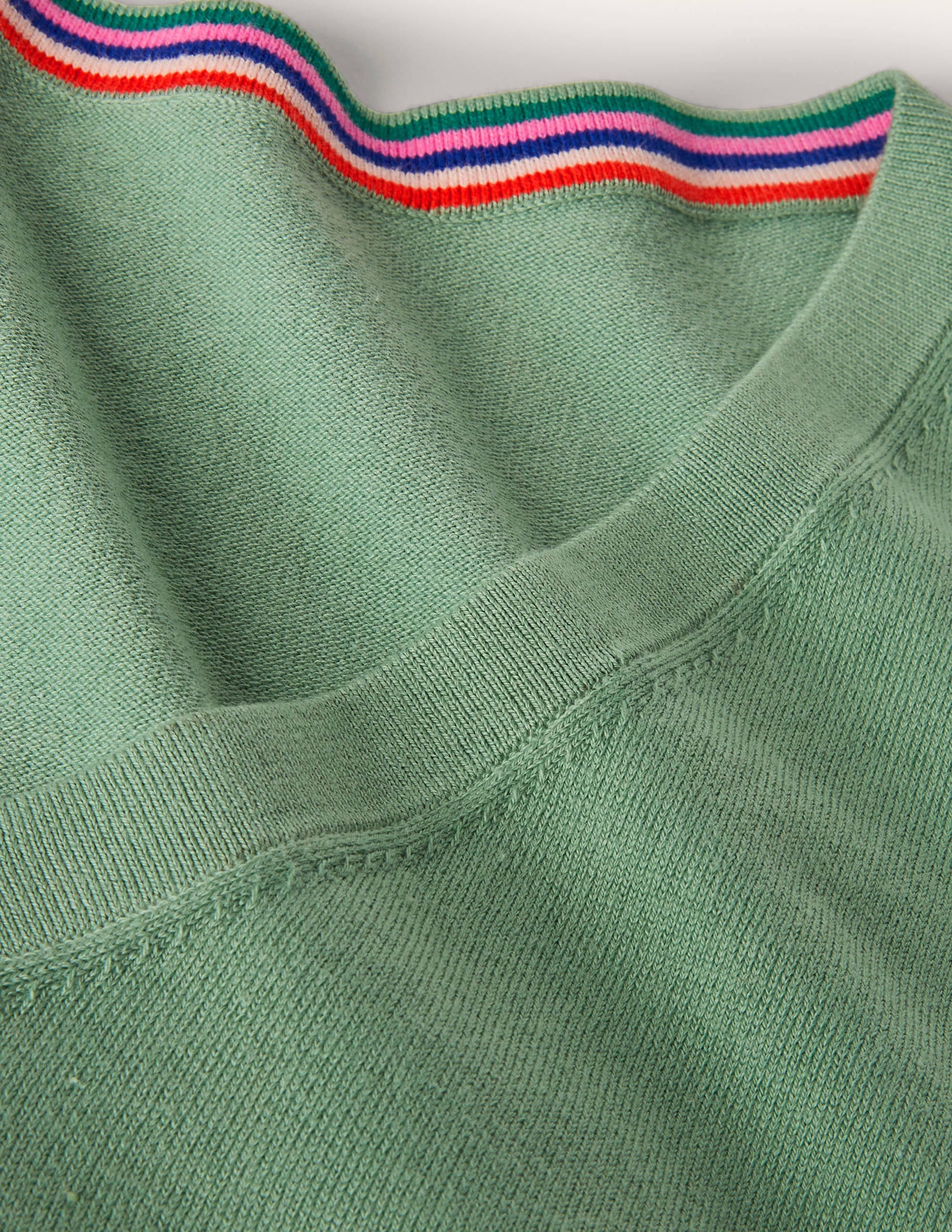 Cotton V-Neck Sweater-Duck Egg - Image 6