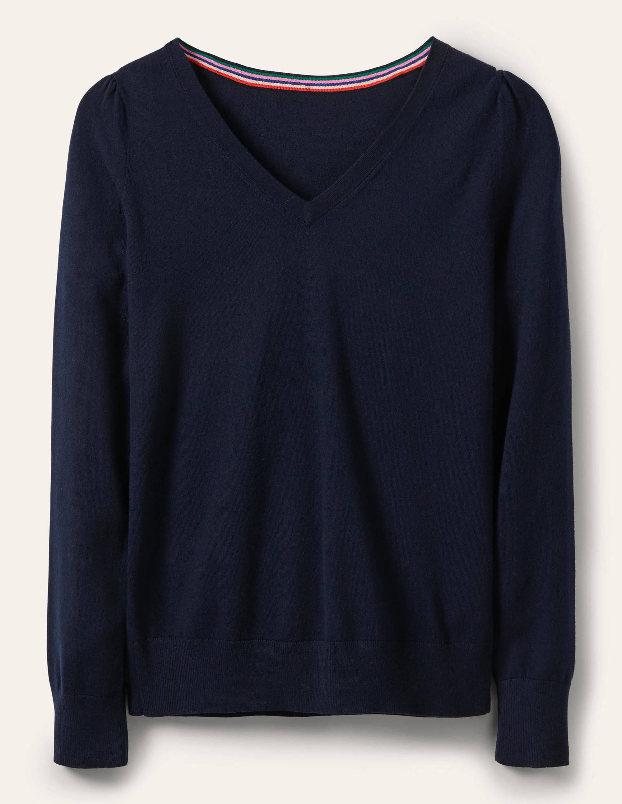 Cotton V-Neck Sweater-Navy - Image 9