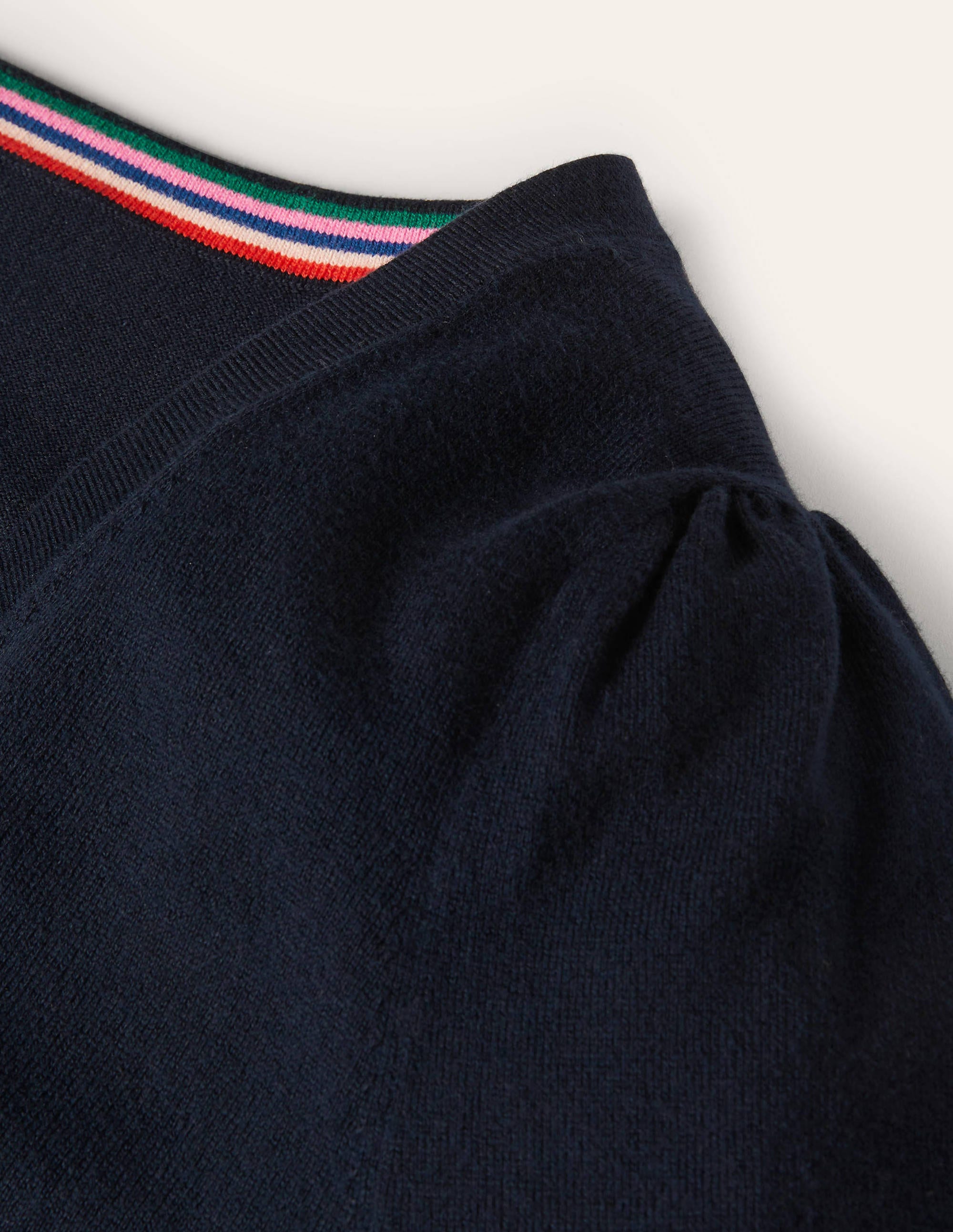 Cotton V-Neck Sweater-Navy - Image 10