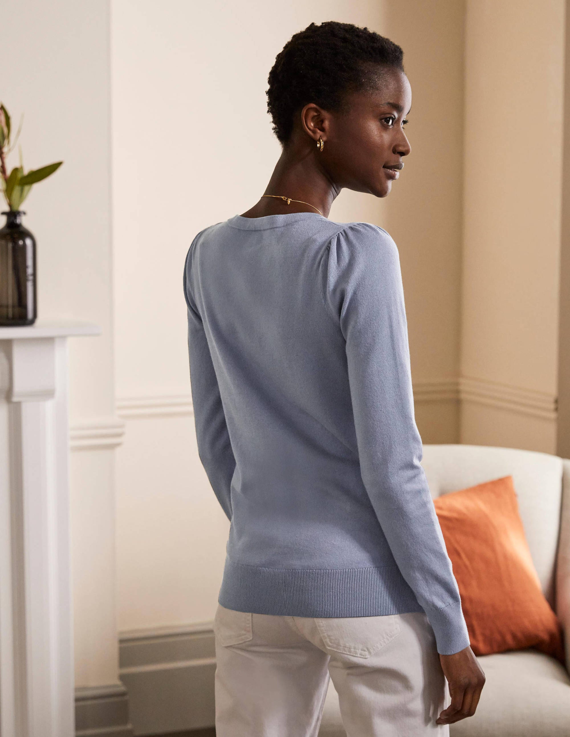 Cotton V-Neck Sweater-River - Image 3