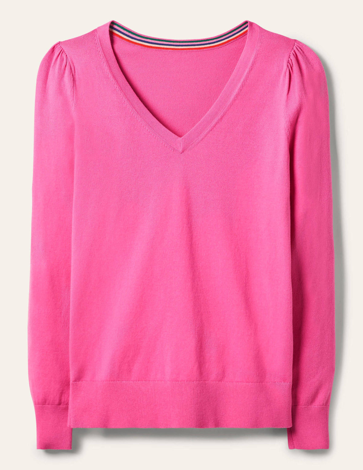 Cotton V-Neck Sweater-Candy Pink - Image 5