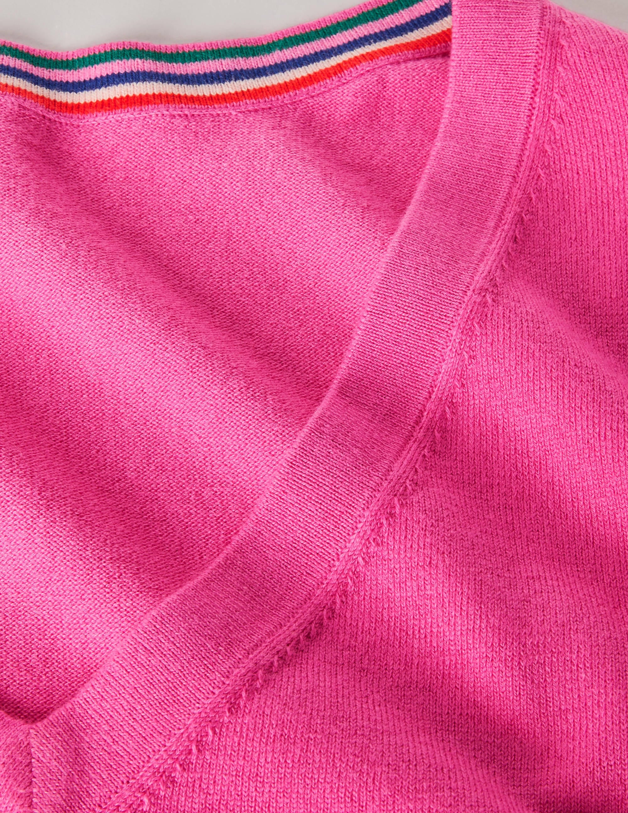Cotton V-Neck Sweater-Candy Pink - Image 6