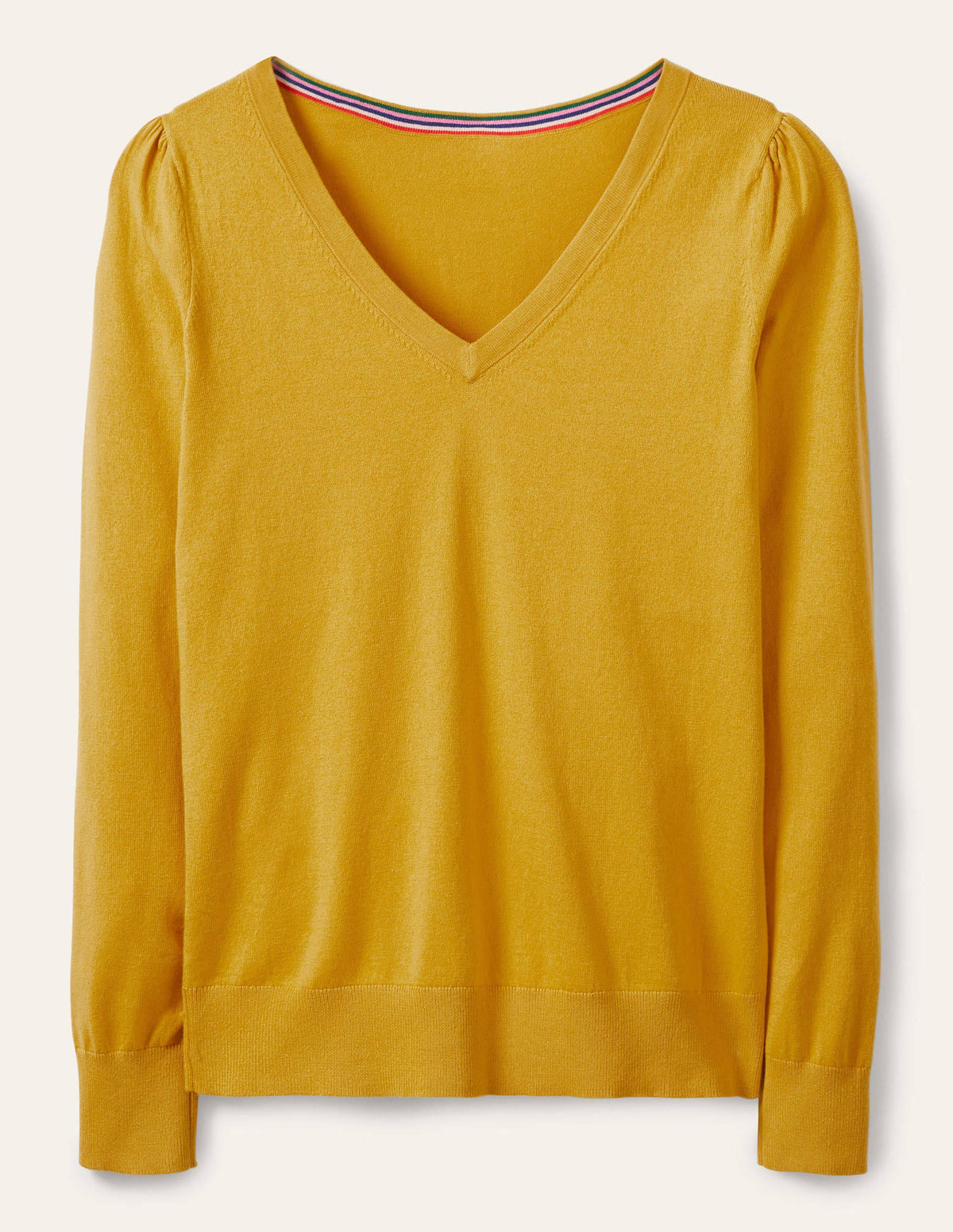 Cotton V-Neck Sweater-Honey Gold - Image 5