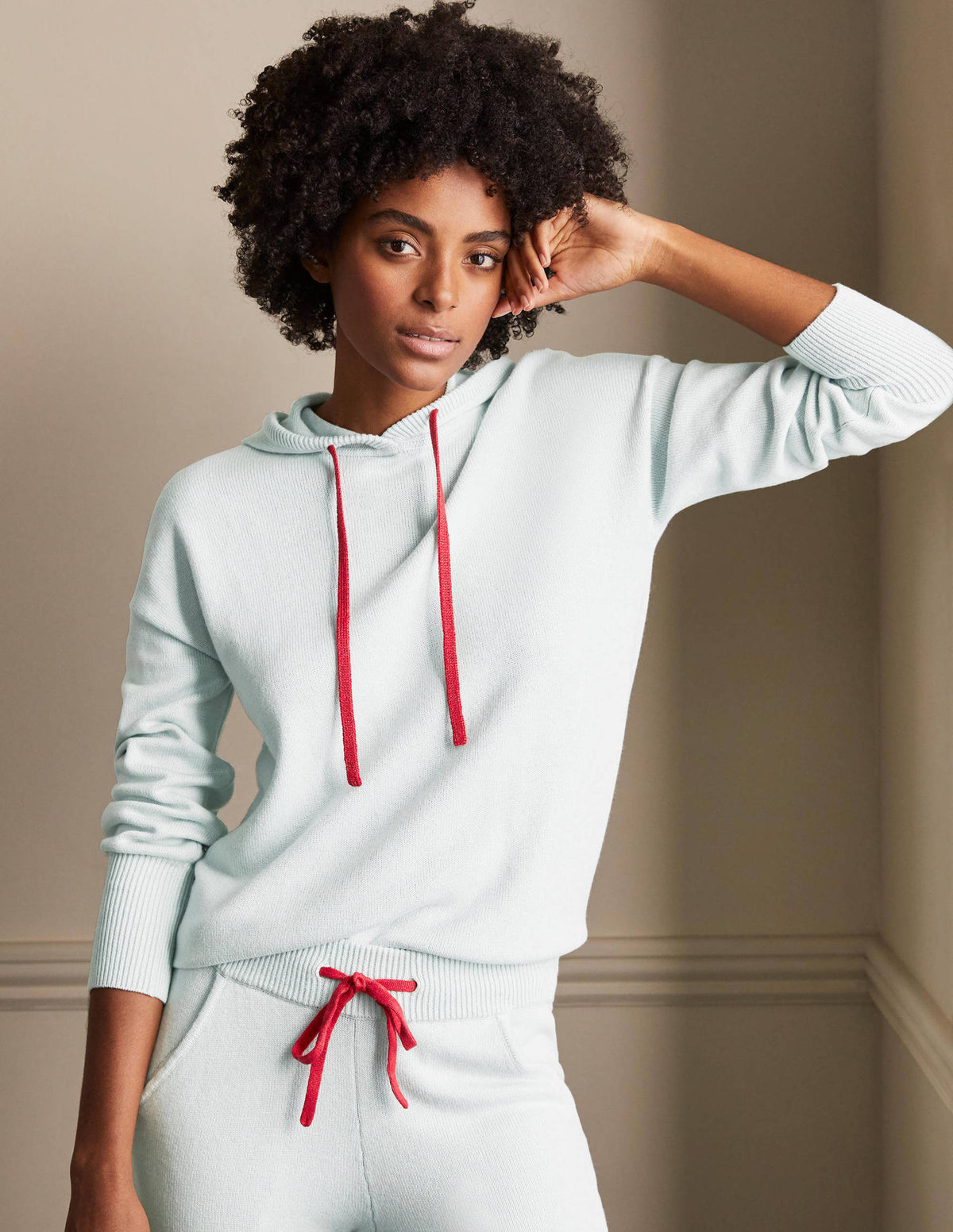 Knitted Relaxed Hoodie-Fresh Water-1